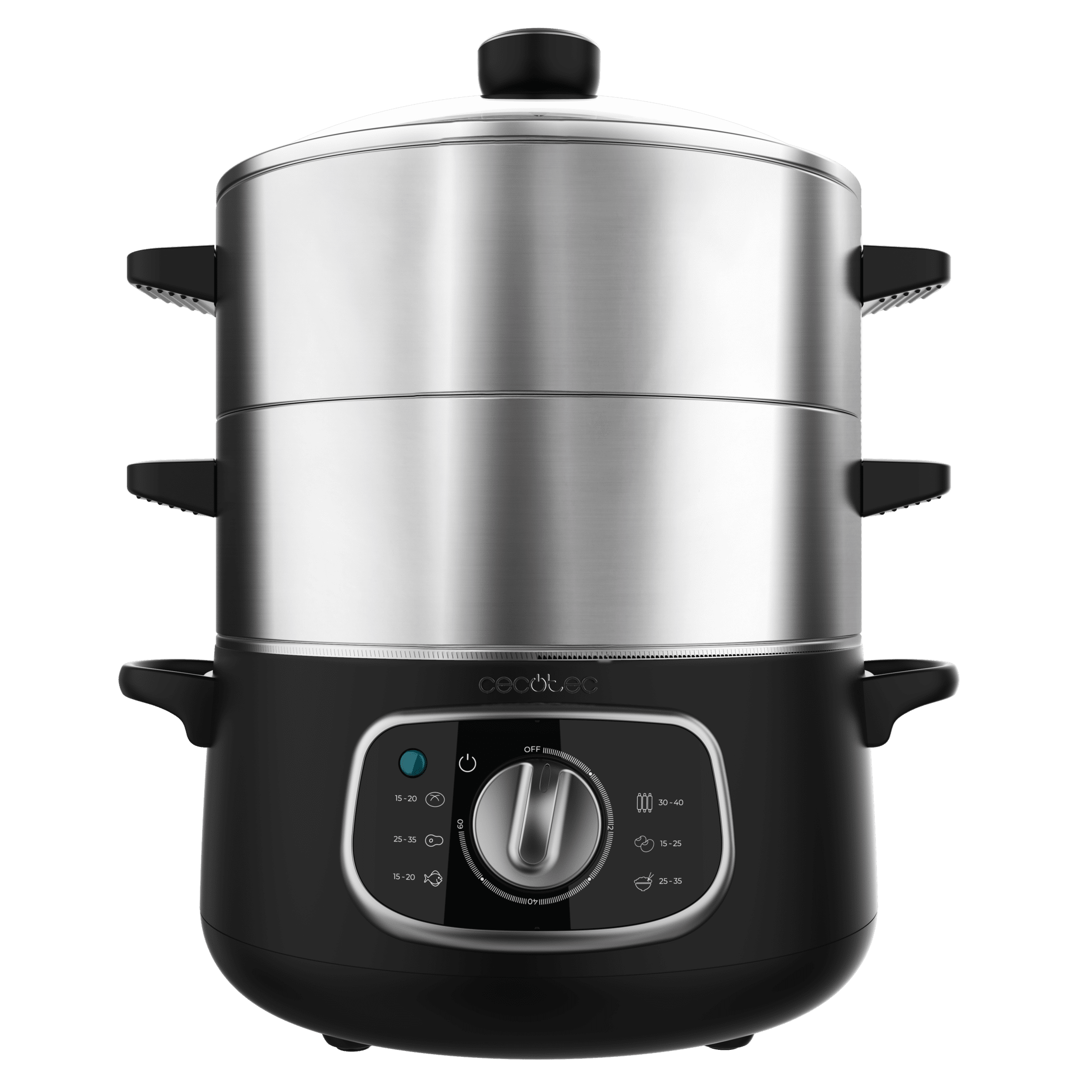 Vapovita SteelPot Vaporera eléctrica de 1300 W, con 3 recipientes de acero inoxidable y 10 L de capacidad total.