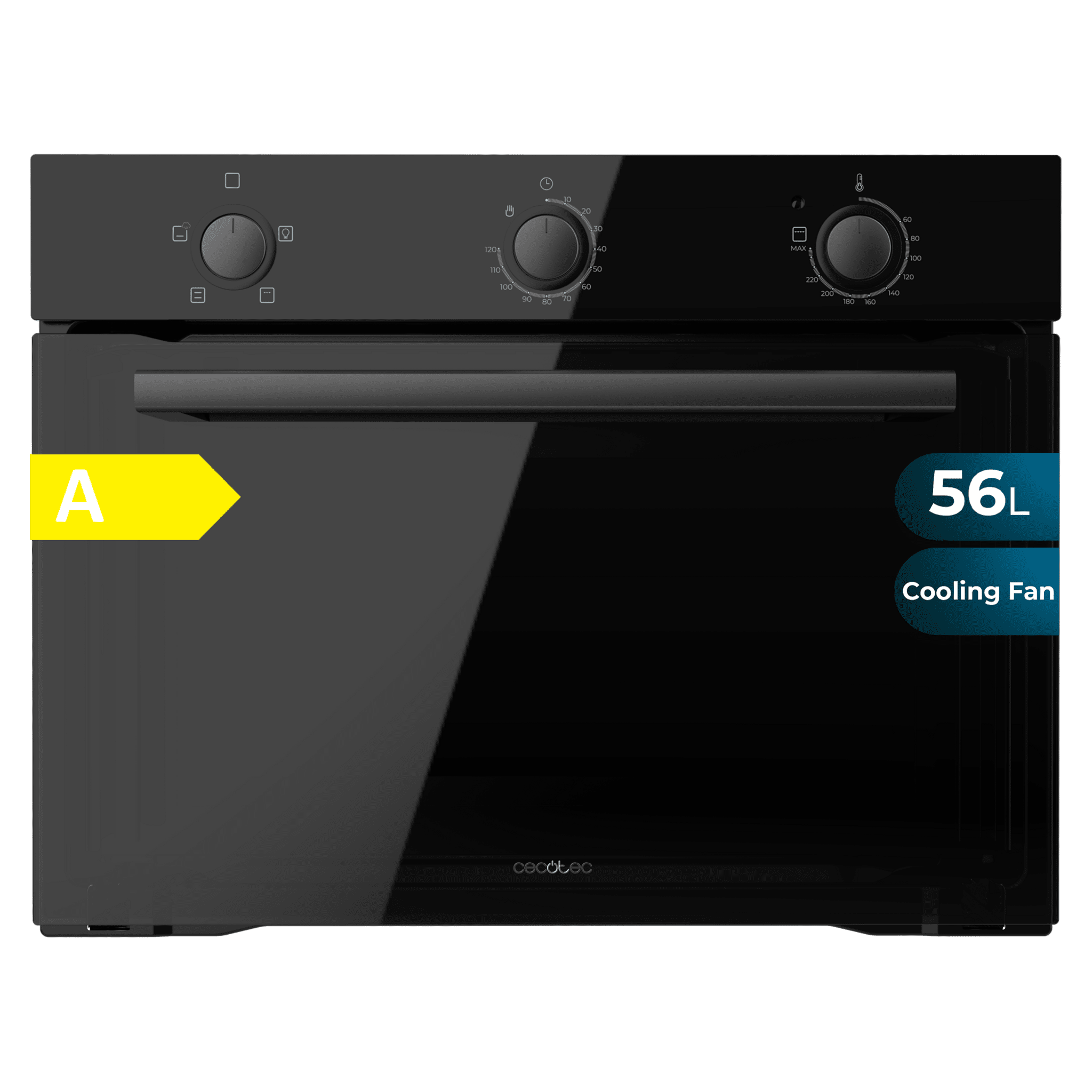 Bolero Hexa C134500 Glass Black A Horno Integrable Convencional de 56 L de capacidad, 4 funciones, 2800 W.