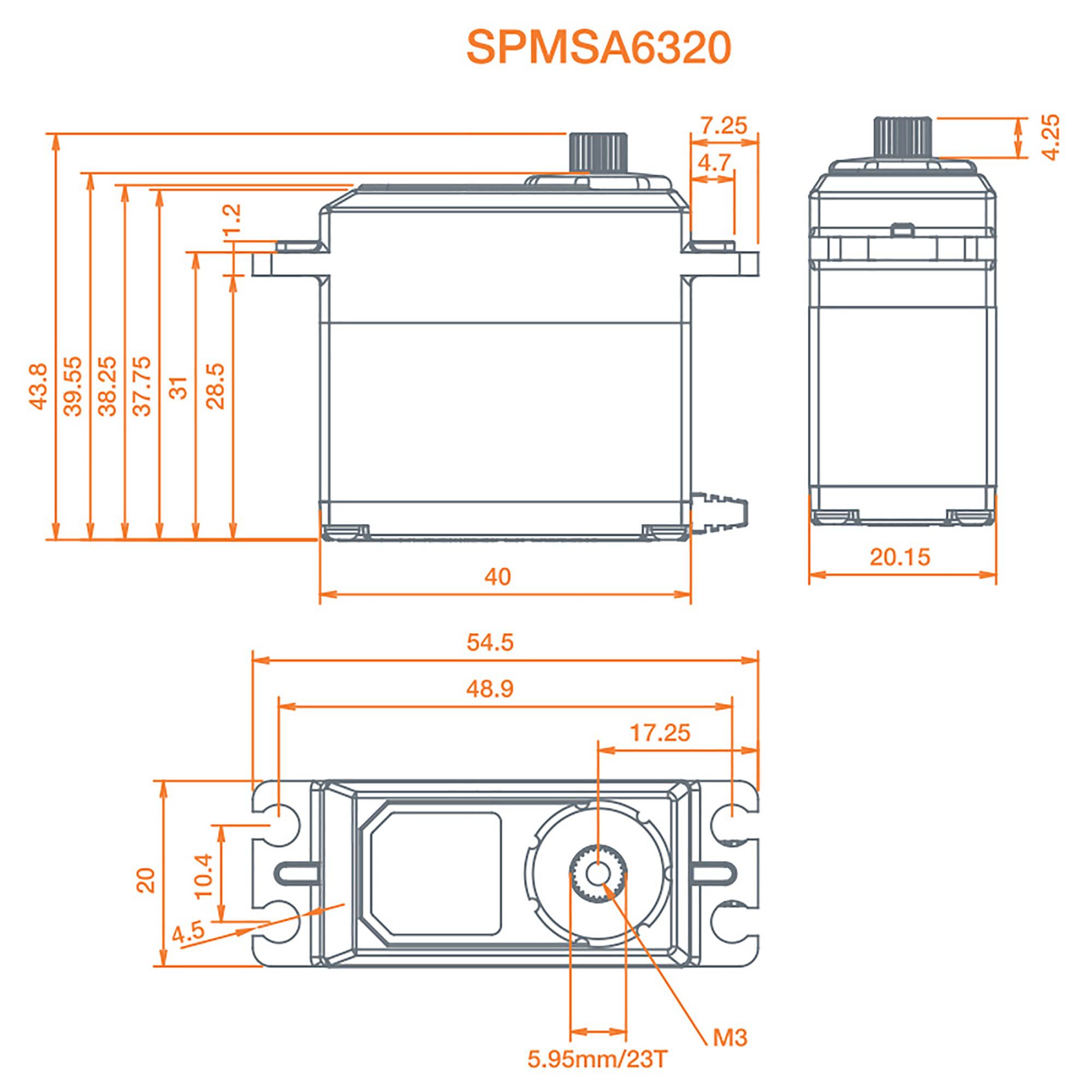 Spektrum A6320 Standard Digital HV Brushless Mid Torque Metal Gear Aircraft Servo