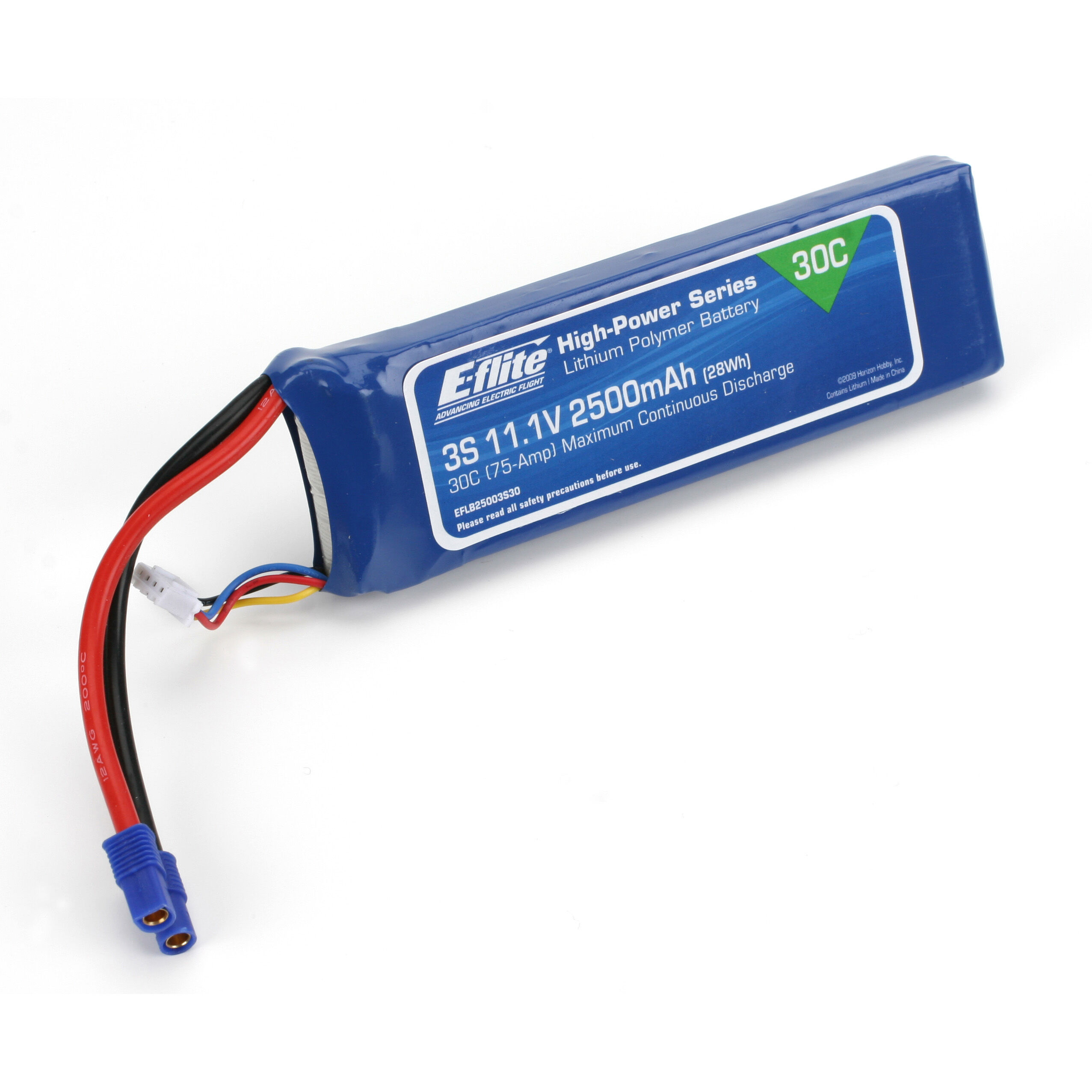 E-flite 11.1V 2500mAh 3S 30C LiPo, Battery: EC3