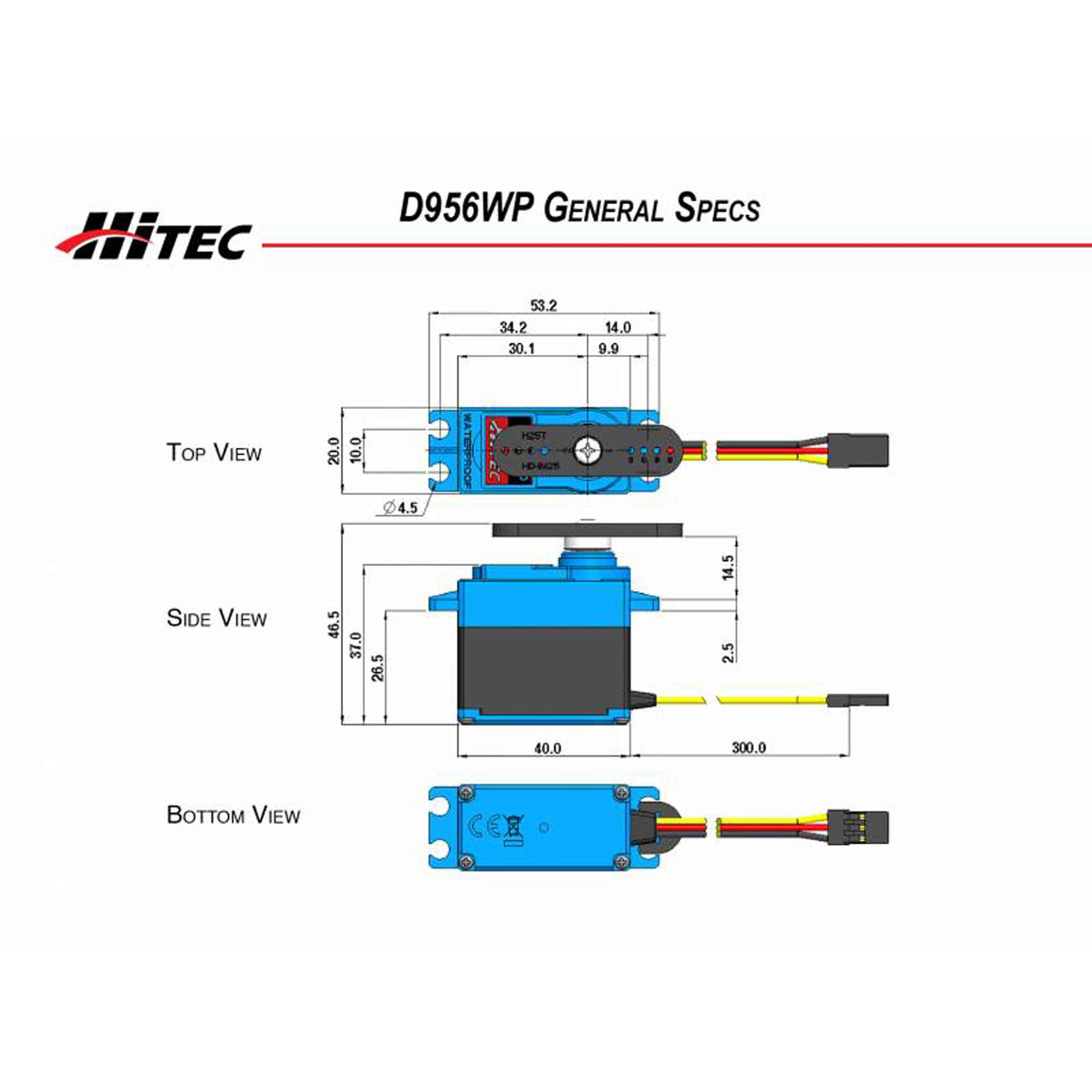 Hitec RCD Inc. D956WP Standard Digital High Torque Waterproof Steel Gear Servo