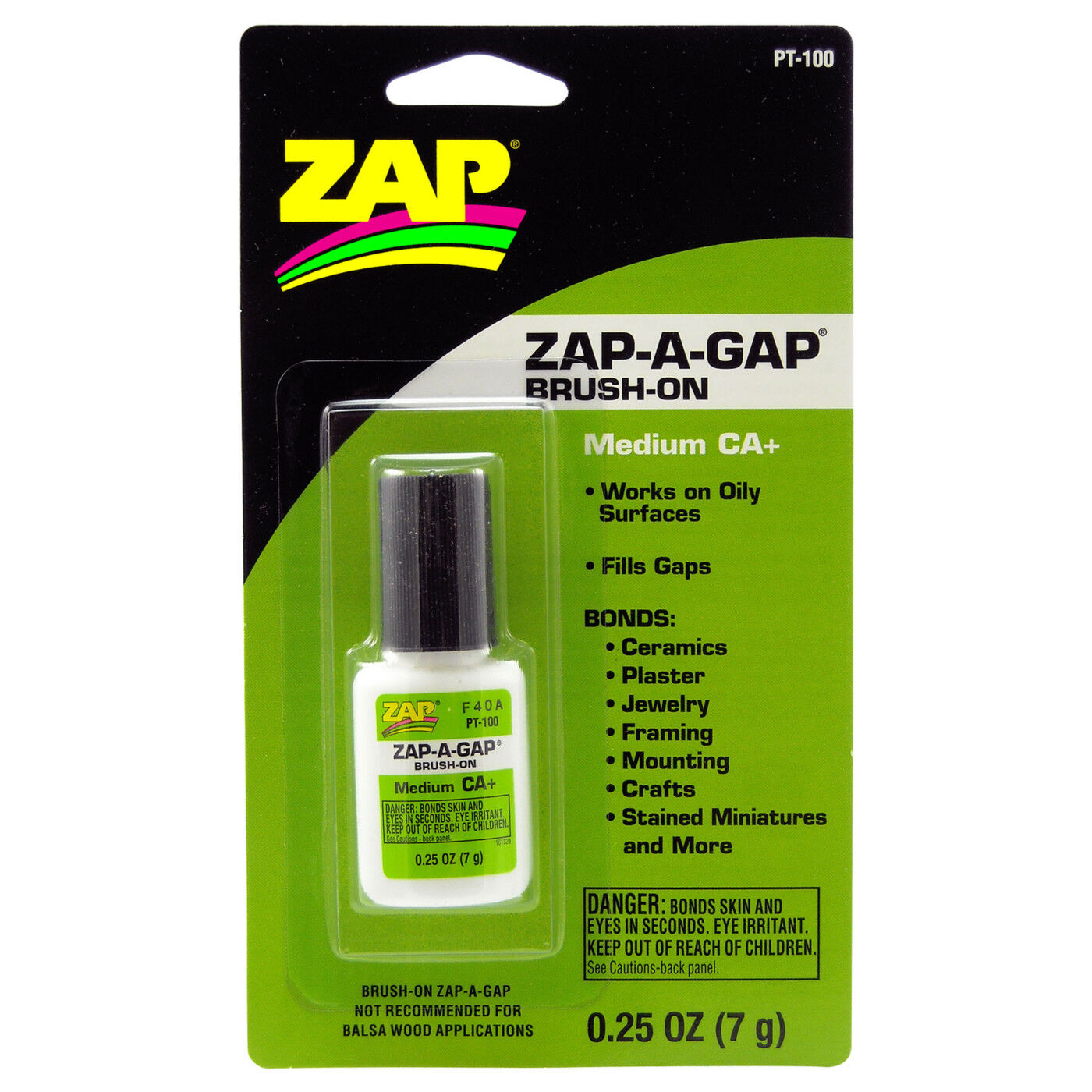 ZAP Glue Zap-A-Gap Brush-On Medium CA+, .25 oz, Carded