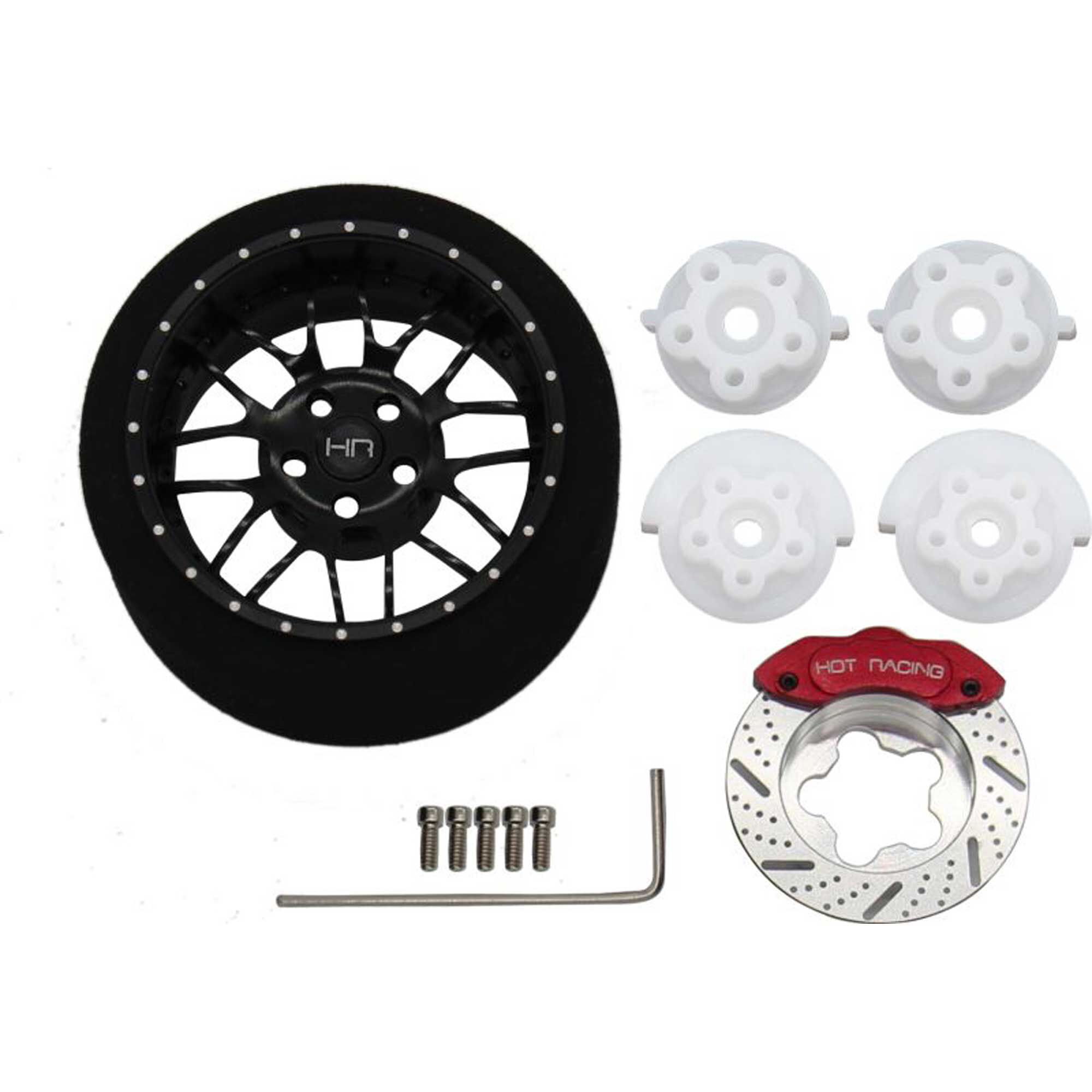 Hot Racing Black 8 Double Spoke Aluminum Steering Transmitter Wheel