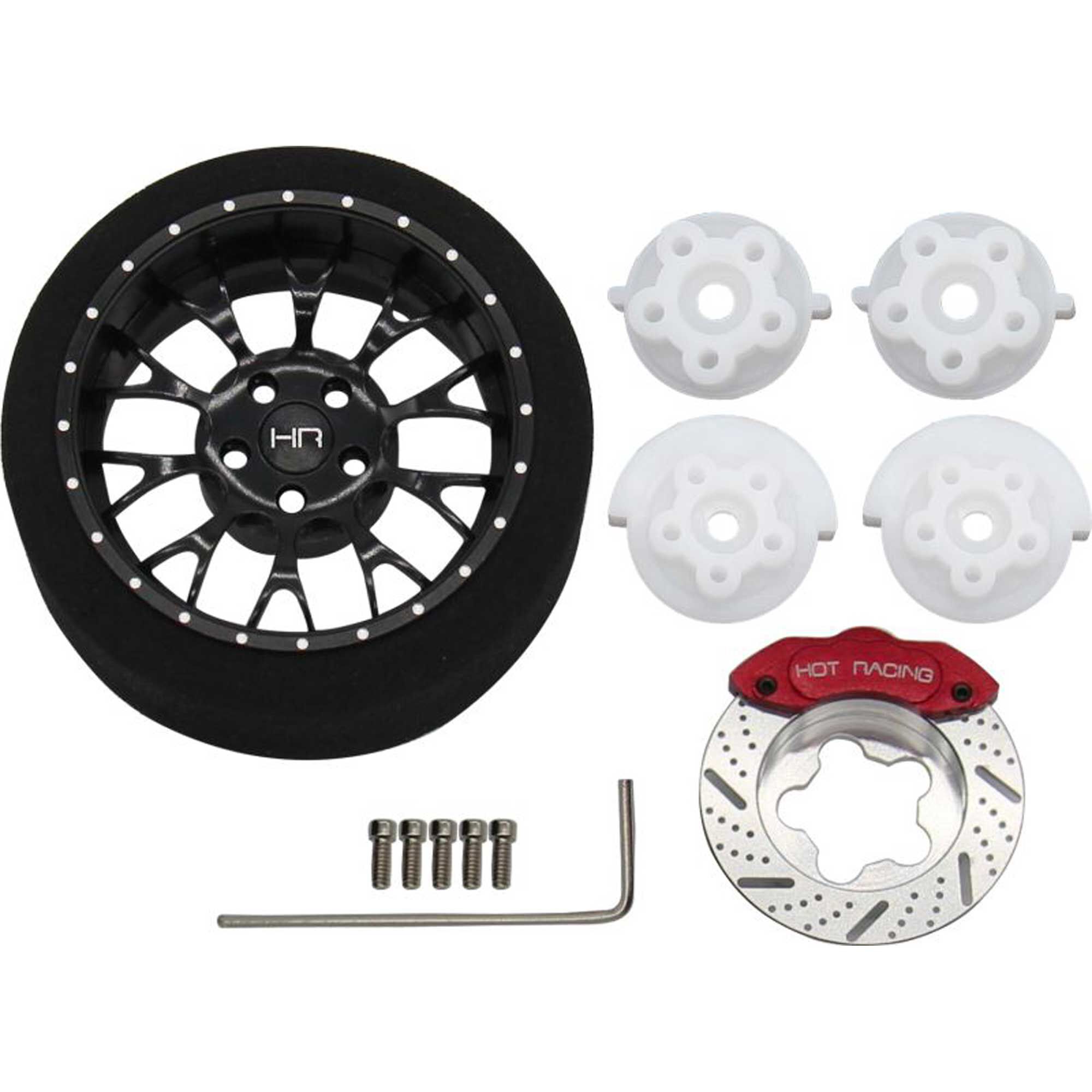 Hot Racing Black 10-Y Spoke BBS Aluminum Steering Transmitter Wheel
