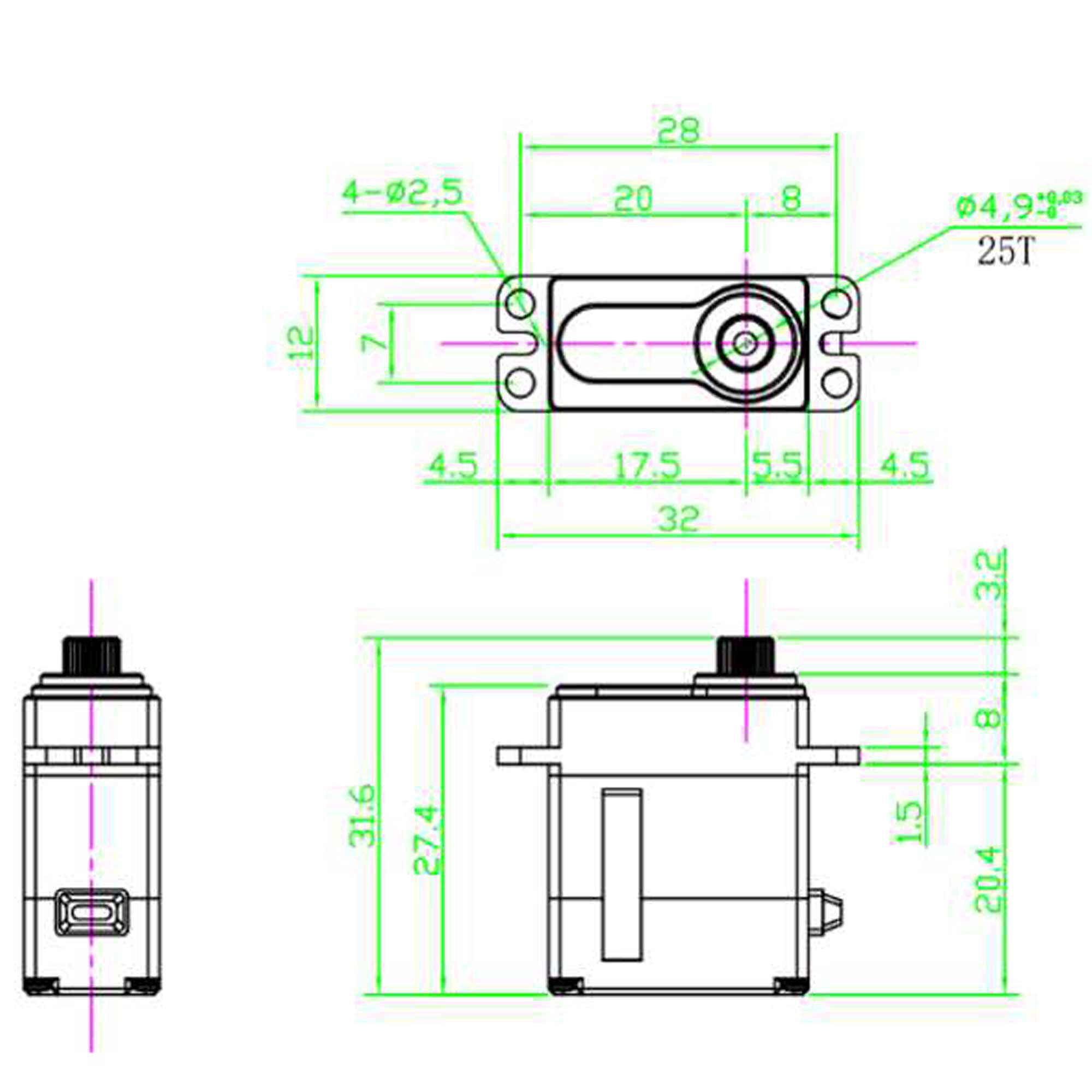 REEFS RC 99 Micro Digital Metal Gear Waterproof Servo, Brass Edition