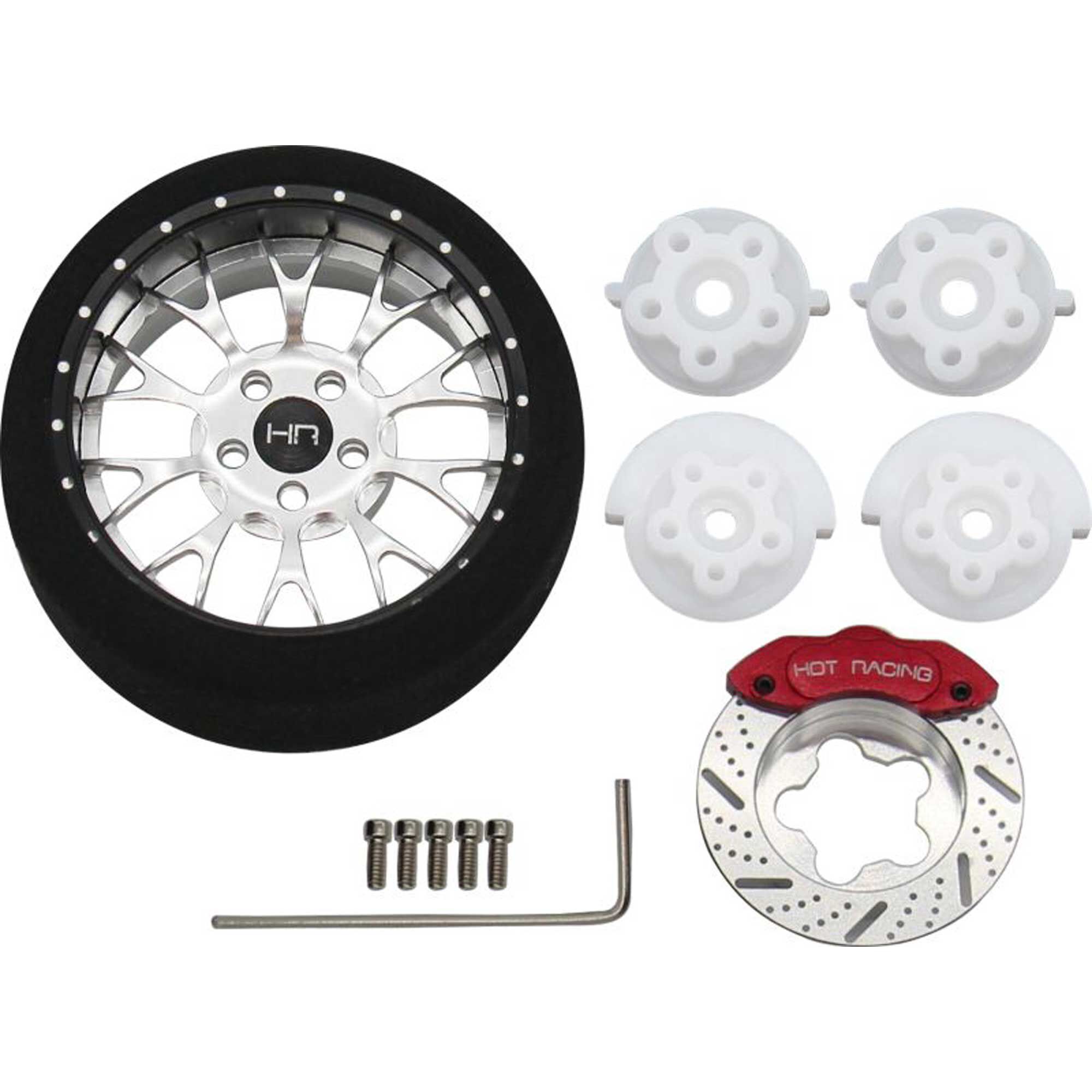 Hot Racing Silver 10-Y Spoke BBS Aluminum Steering Transmitter Wheel