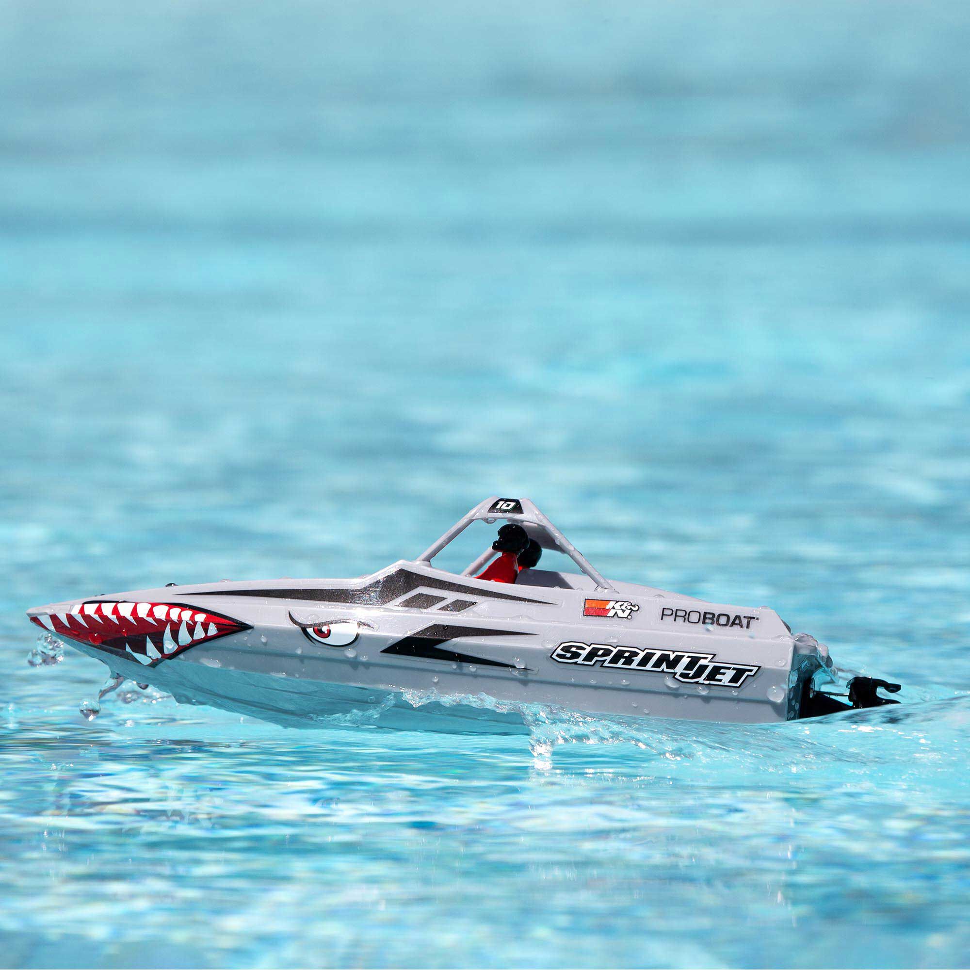 Pro Boat Sprintjet 9" Self-Righting Deep-V Jet Boat Brushed RTR, Silver