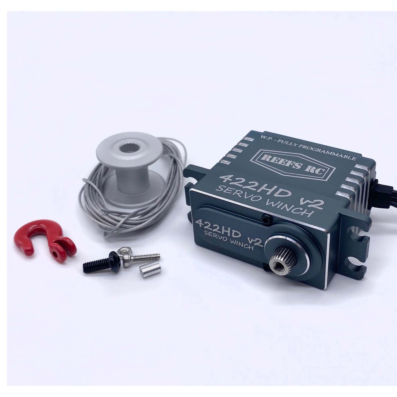 REEFS RC 422HD V2 Digital Metal Gear Waterproof Programmable Winch Servo, Black