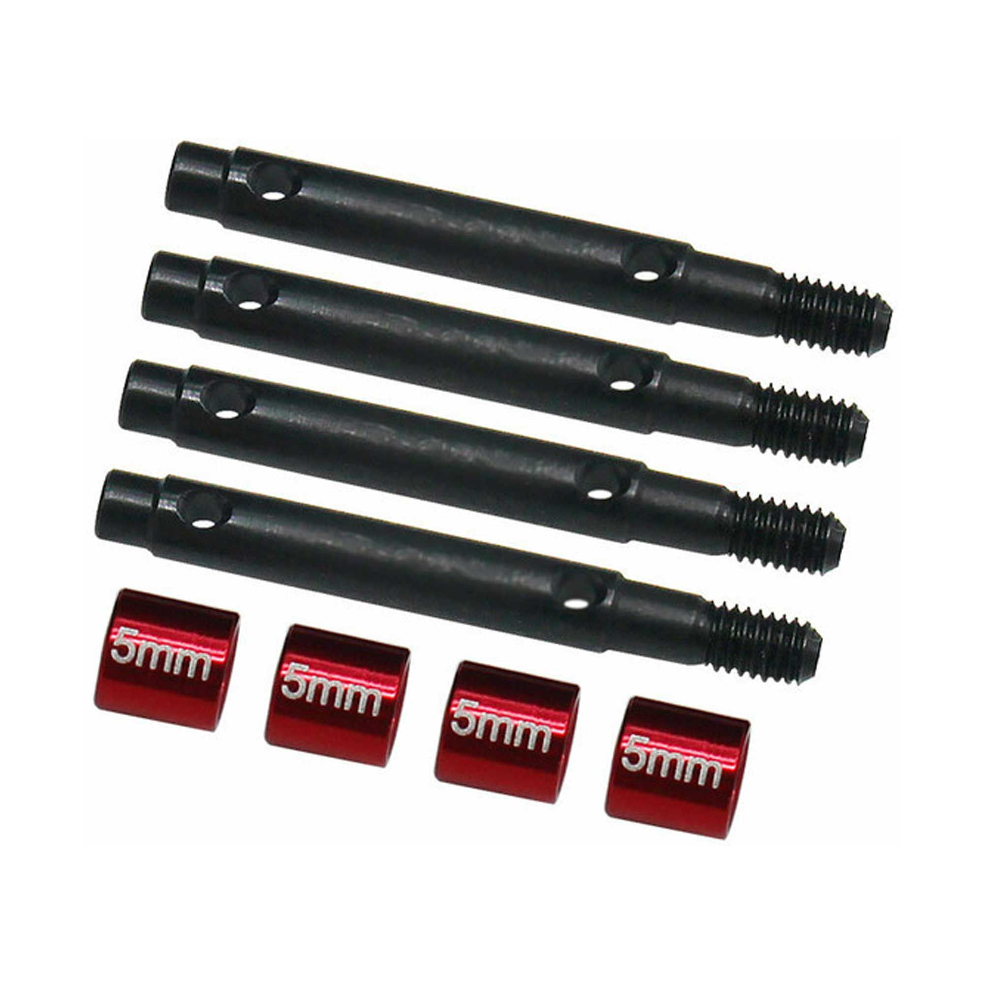 Hot Racing +5mm Steel Portal Drive Stub Axles, 1/18 Redcat Ascent 18