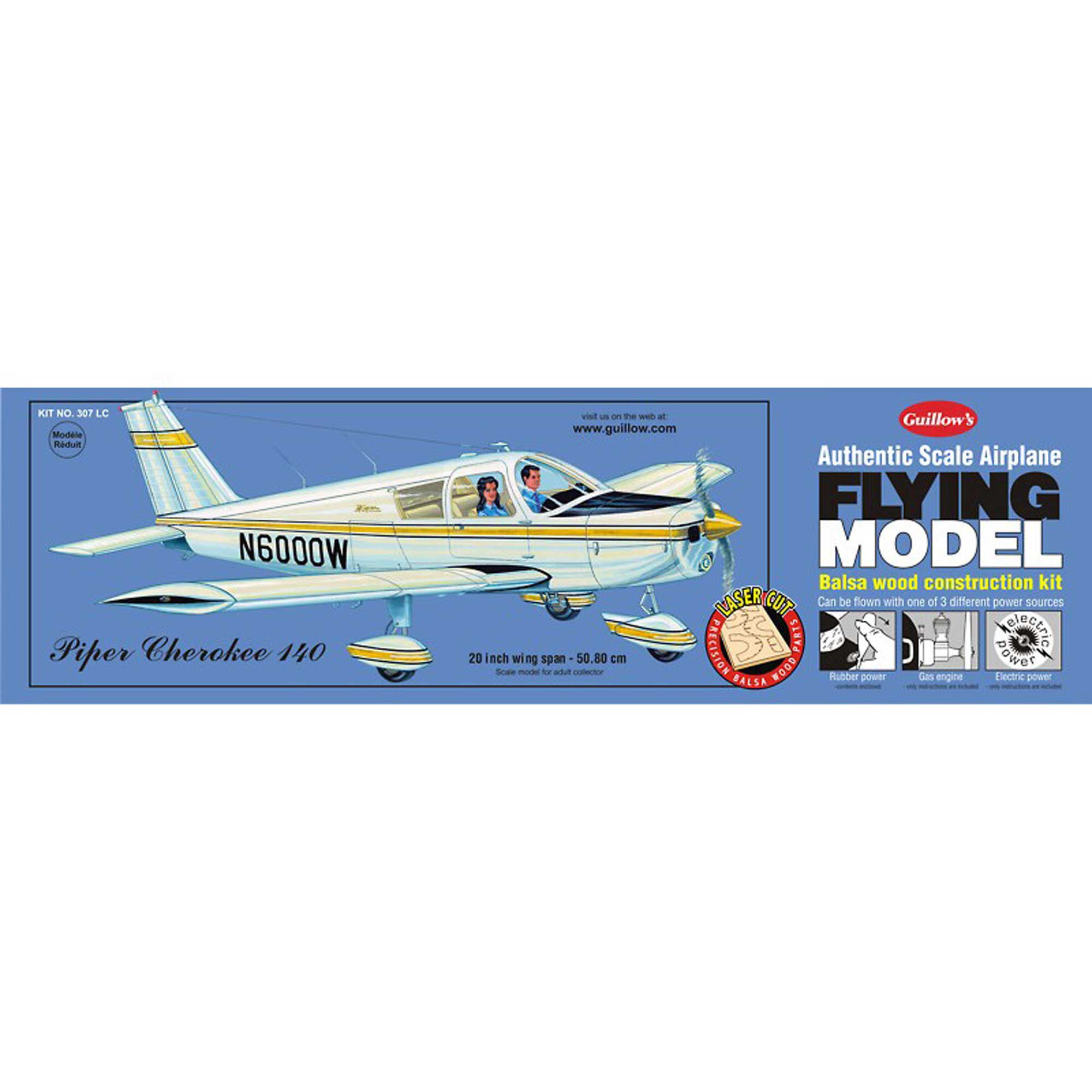 Guillow Piper Cherokee 140 Laser Cut Kit, 20"