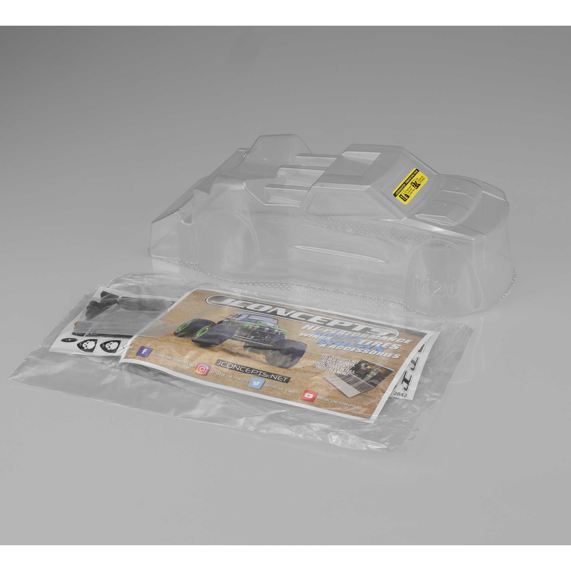 JConcepts, Inc. Clear Body, Finnisher: Mini-T 2.0 Body with Rear Spoiler