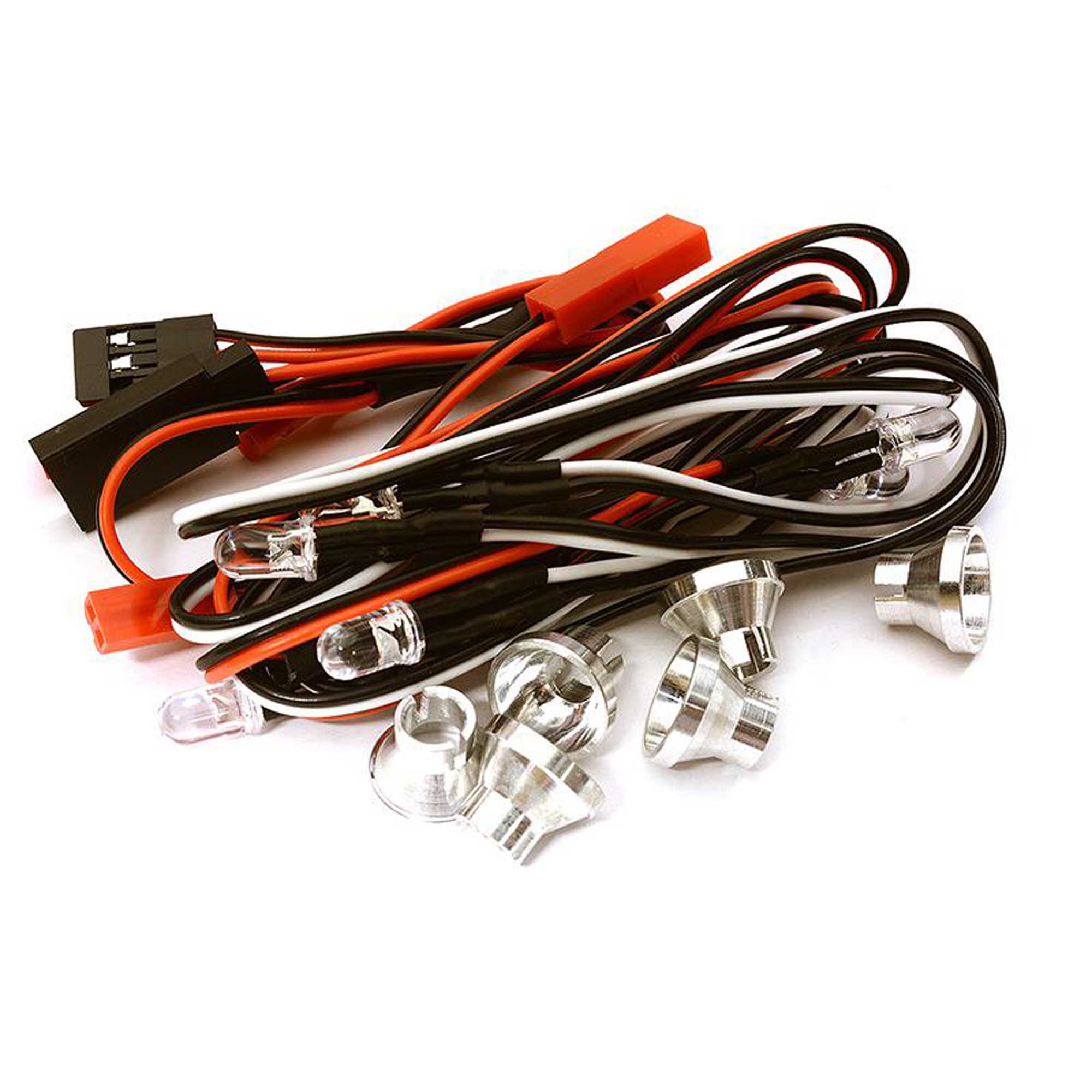 Integy LED Holder Set, 5mm Size, with Red (2) & White (4) LED Lights