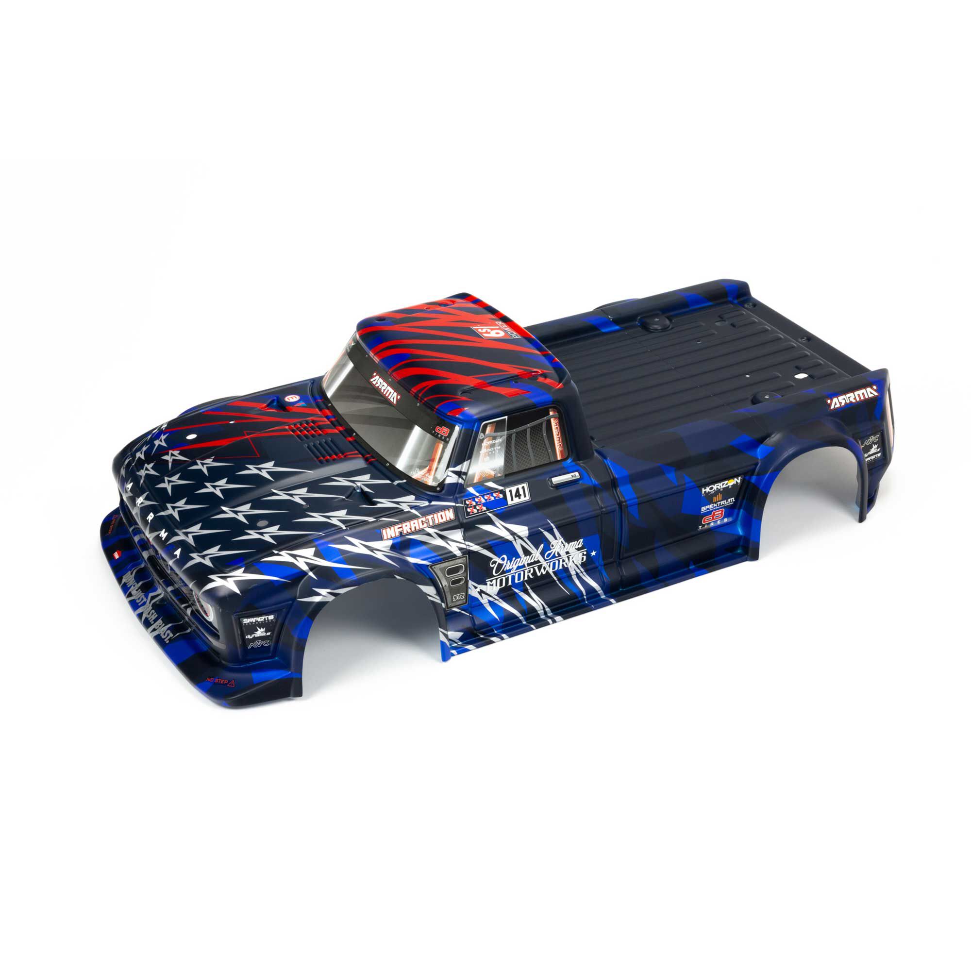 ARRMA 1/7 Painted Body, Blue/Red: INFRACTION 6S BLX
