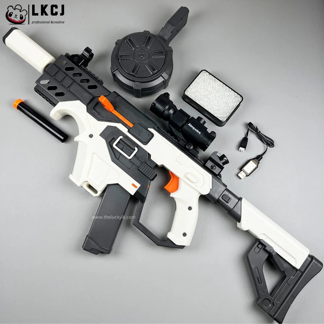 White Vector Gel Blaster With Big Drum