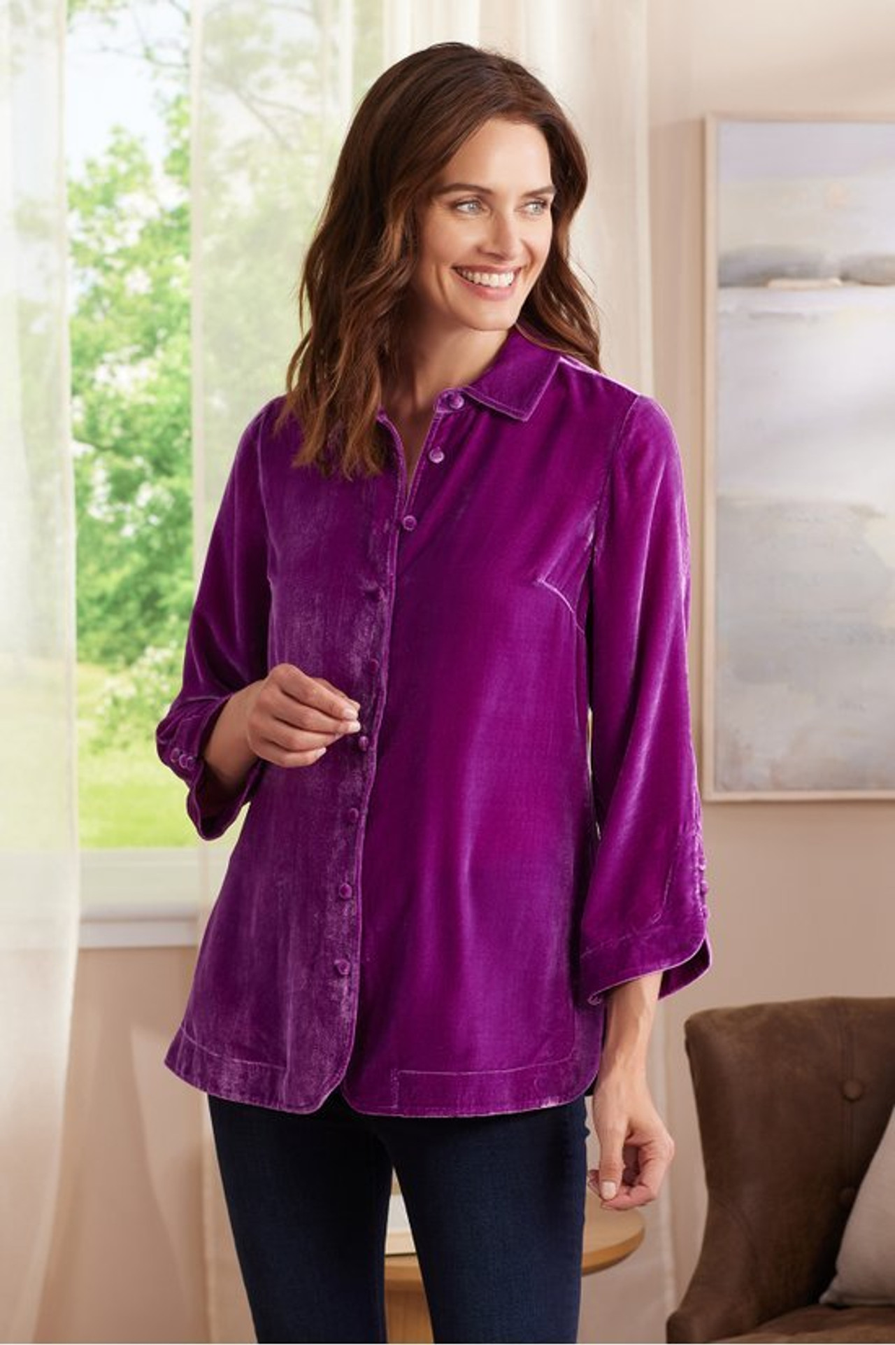 Icon Silk Velvet Poets Tunic Shirt
