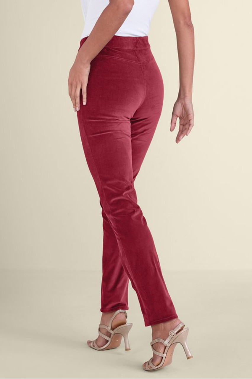 Sutton Velveteen Pull-On Slim Leg Pants