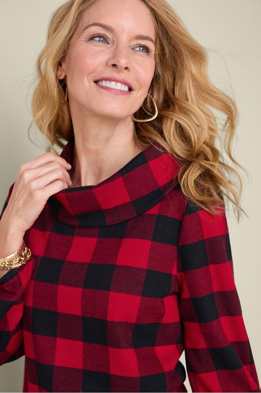 Plaid Perfection Cowl Neck Tunic