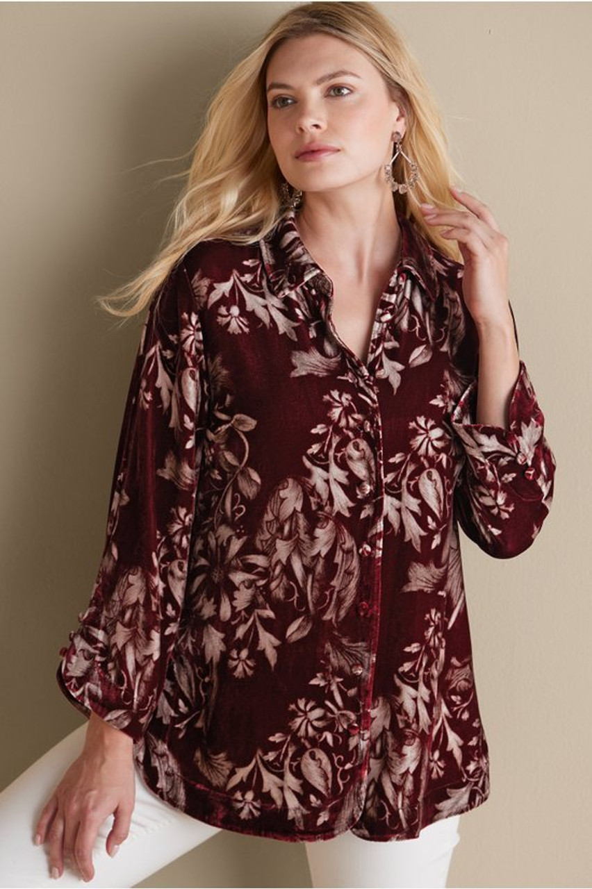 Icon Silk Velvet Poets Tunic Shirt