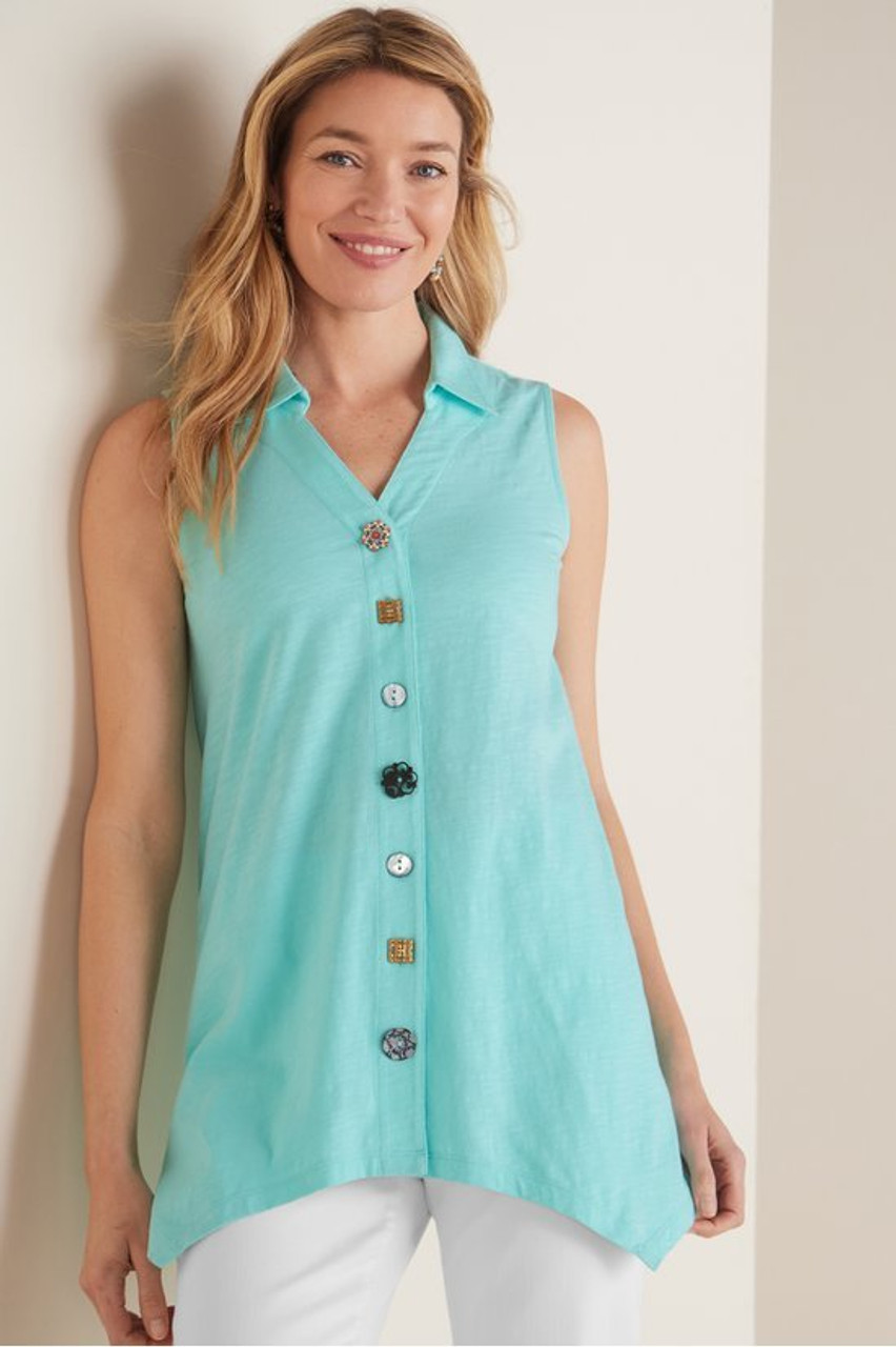 Danielle Button Sleeveless Tunic1253
