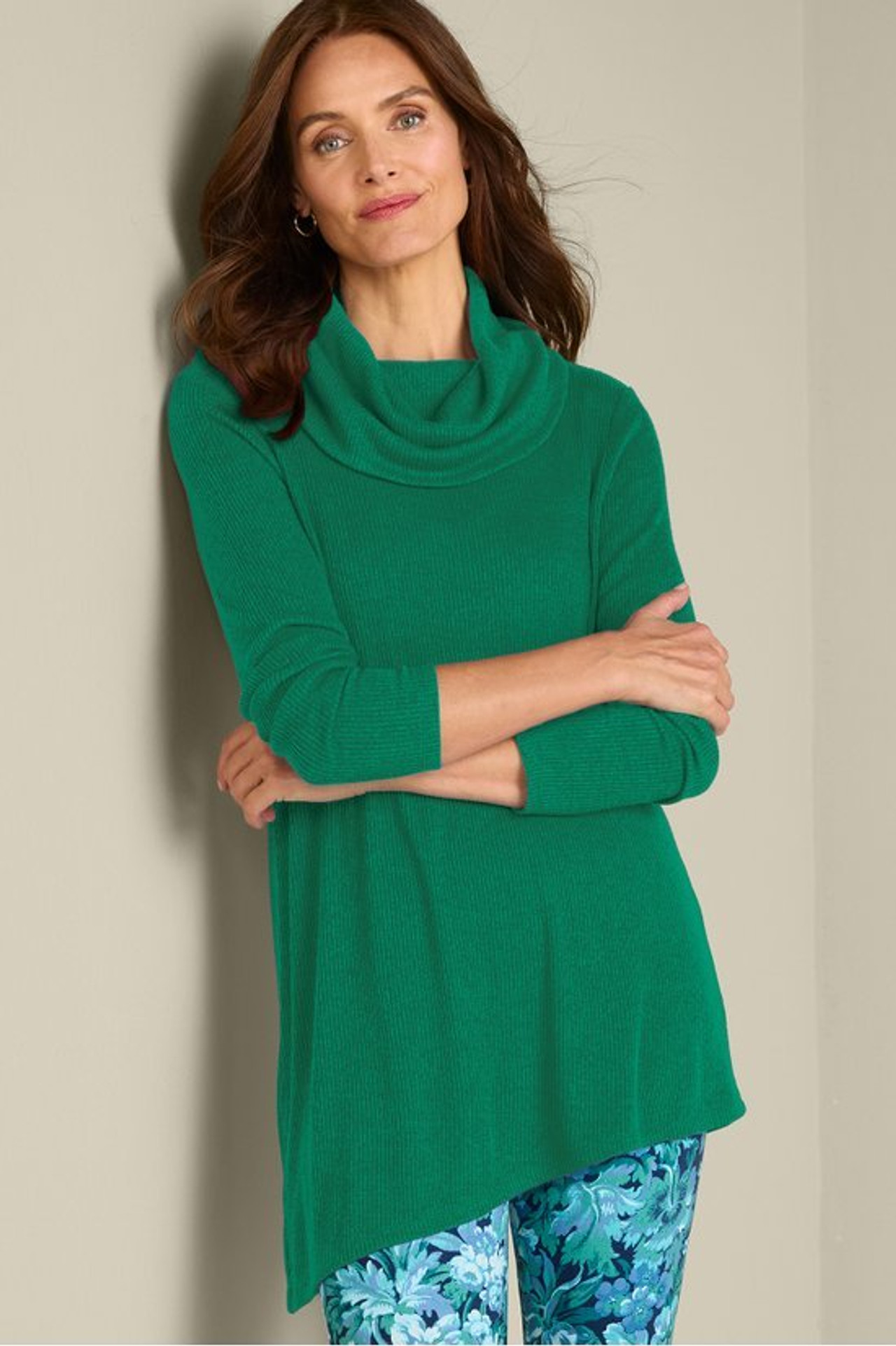 Kayla Rib Knit Cowl Neck Tunic