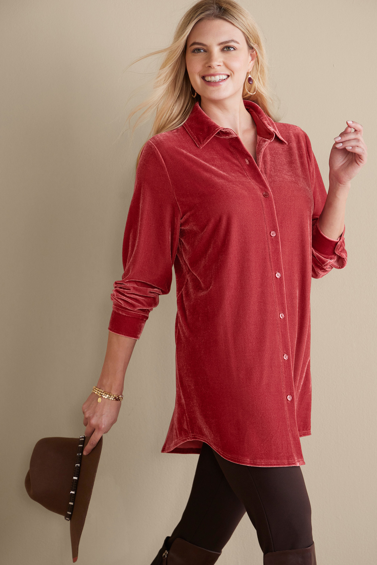 Velvet Boyfriend Tunic Shirt1479