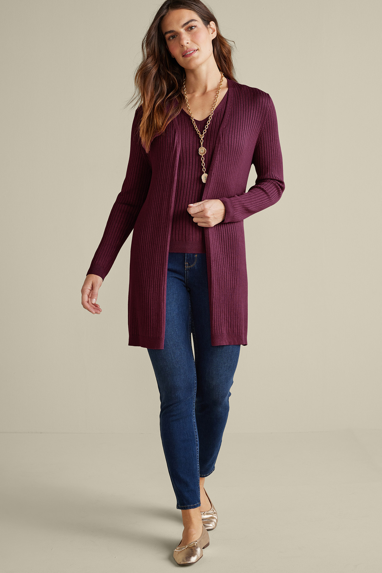 SoftEssential™ Ribbed Long Cardi1483