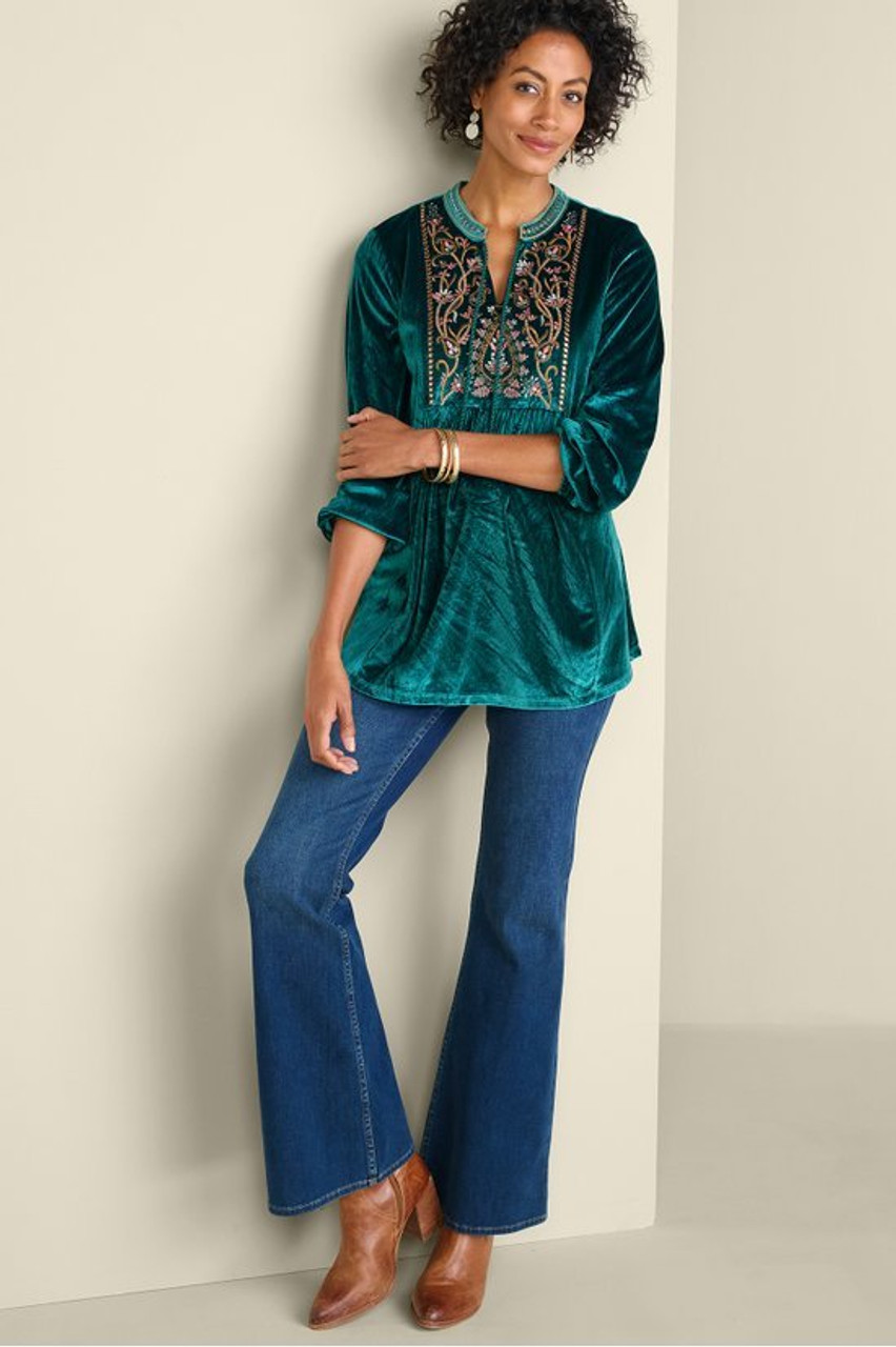 Ashanti Embellished Velvet Tunic