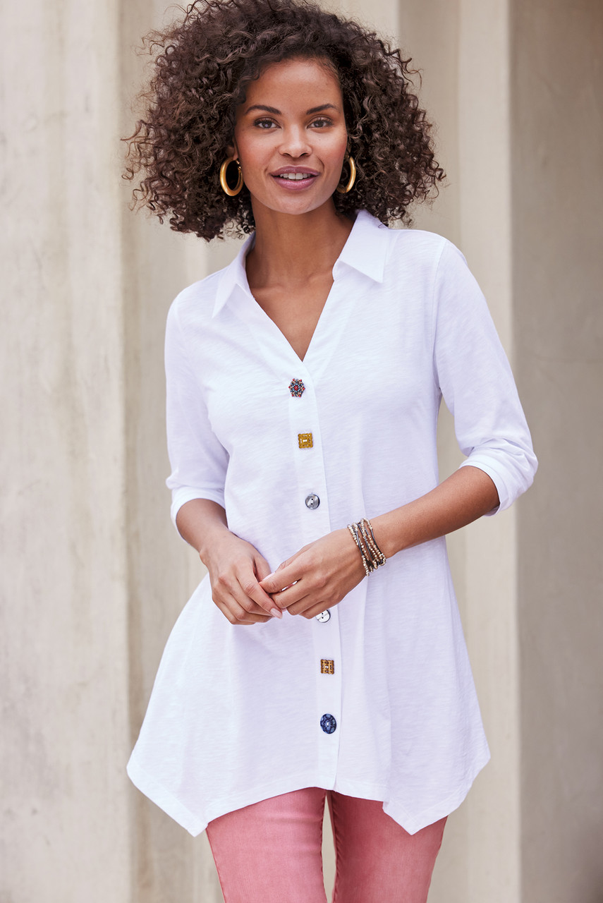 Danielle Button 3/4 Sleeve Tunic