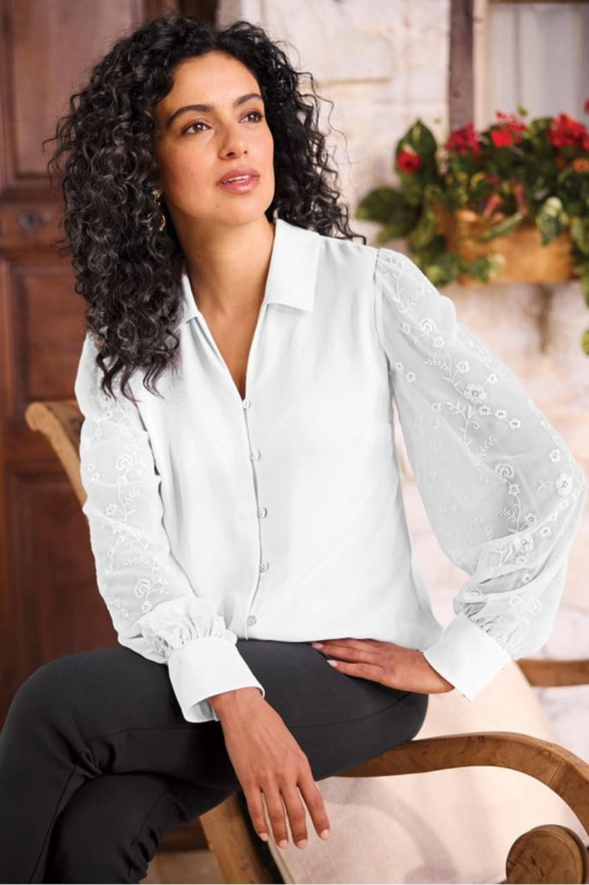 Calathea Embroidered Sleeve Shirt