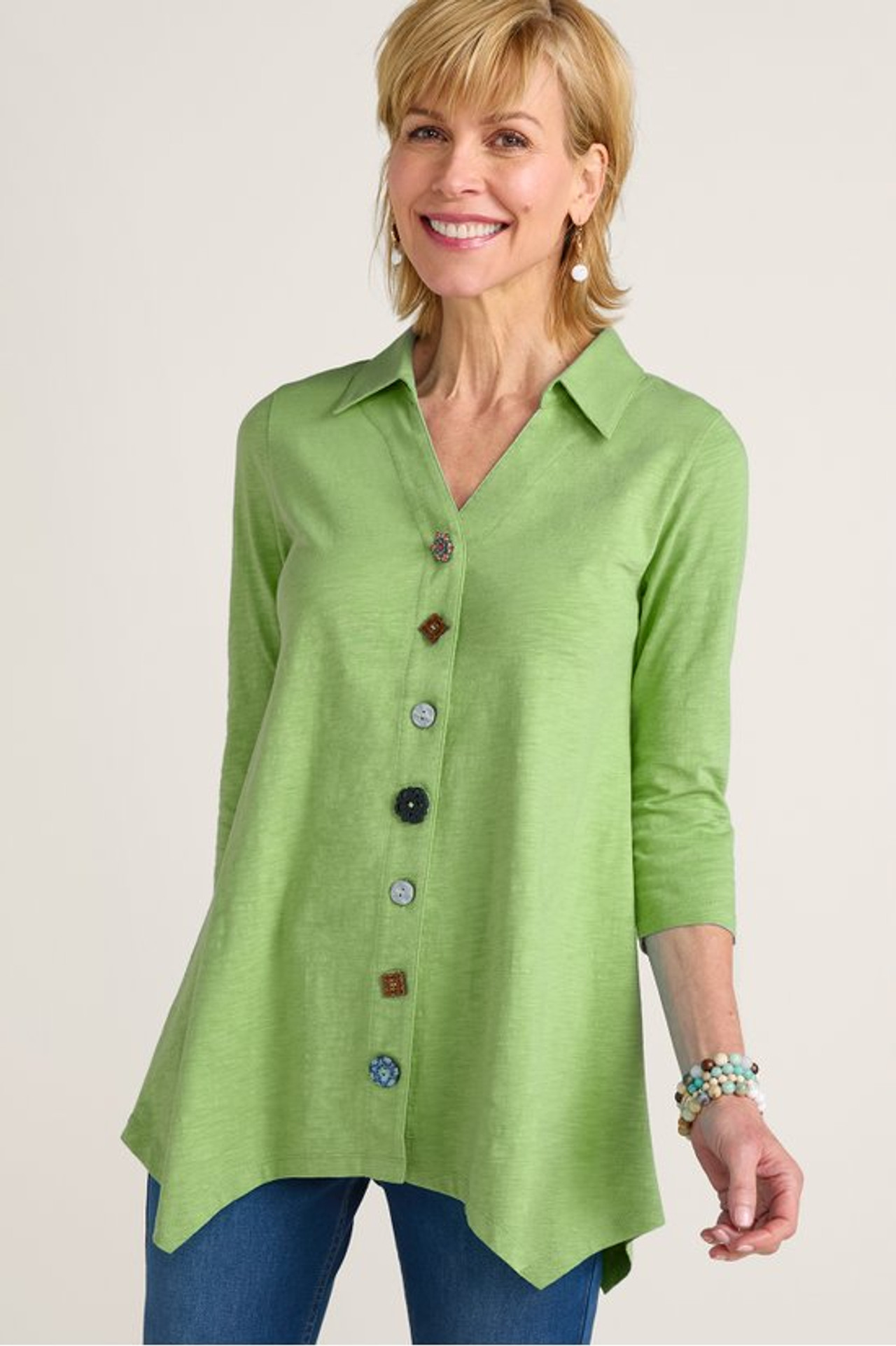 Danielle Button 3/4 Sleeve Tunic