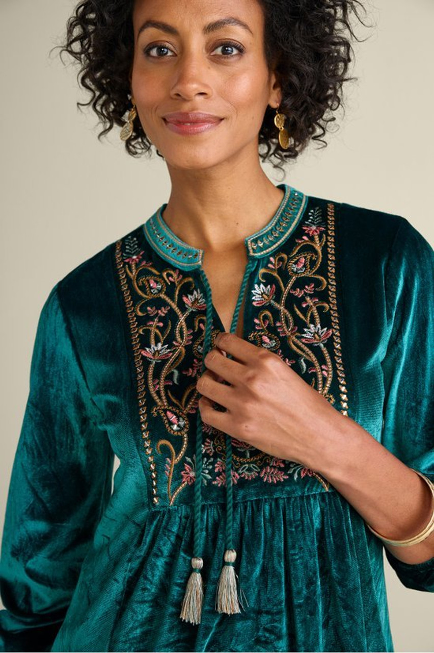 Ashanti Embellished Velvet Tunic