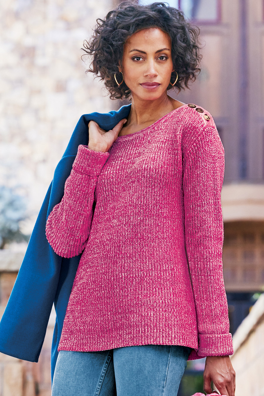 Francine Button-Shoulder Sweater