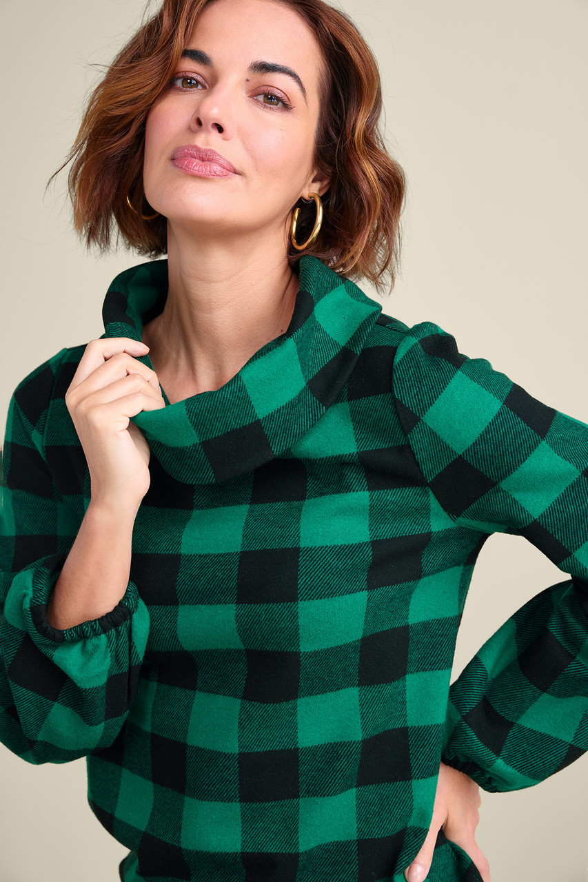 Plaid Perfection Cowl Neck Tunic