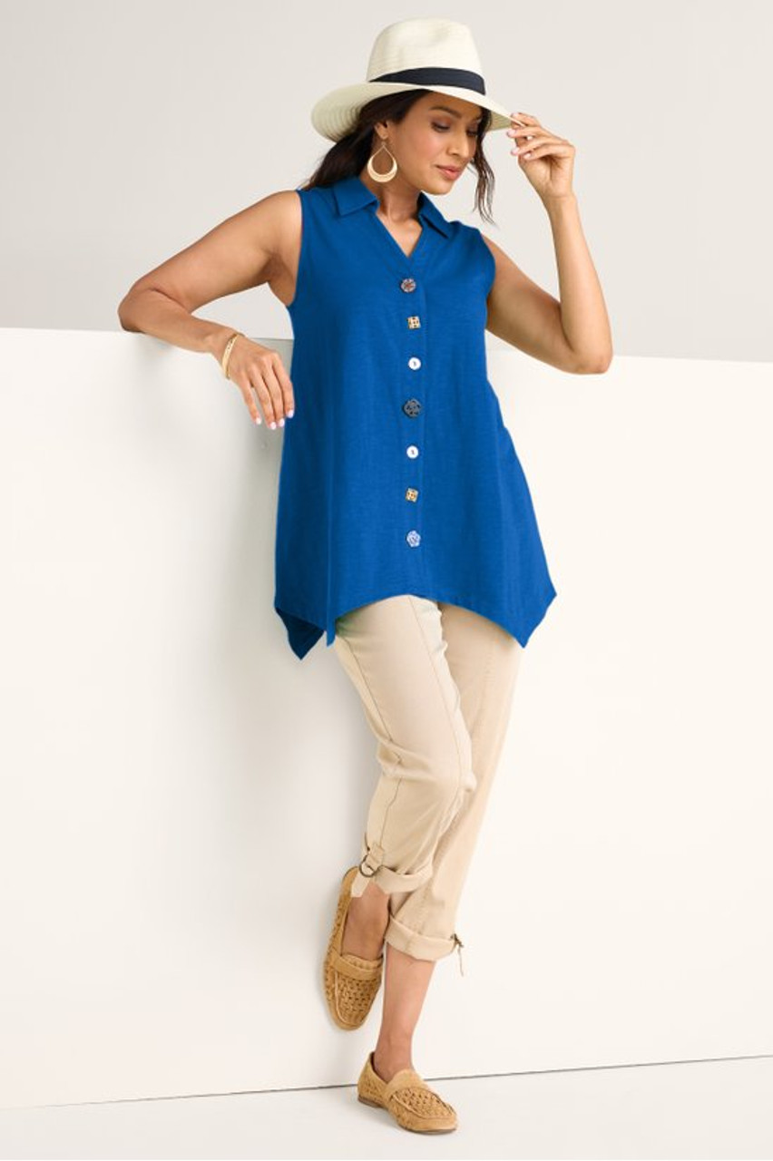 Danielle Button Sleeveless Tunic1253