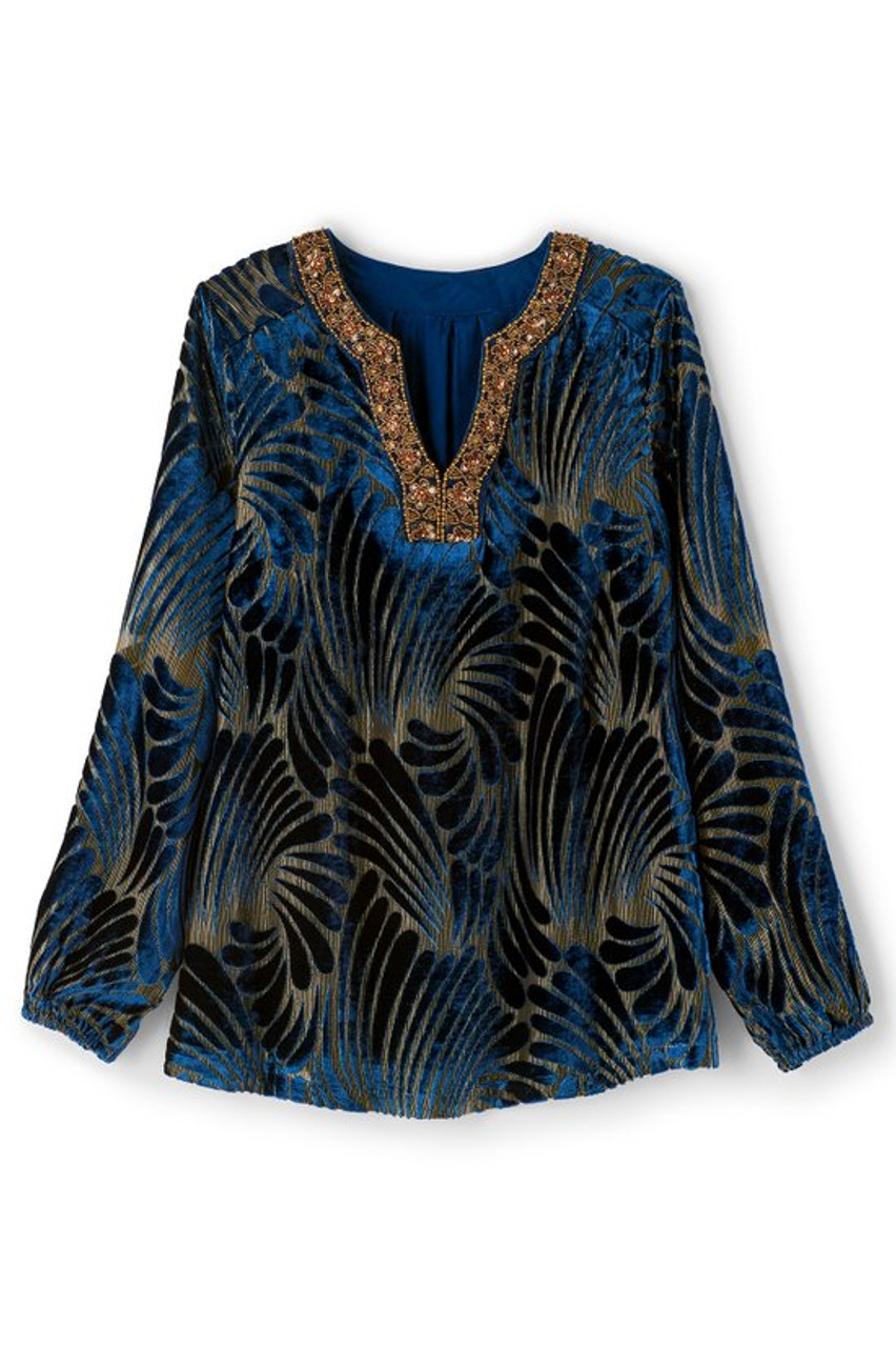 Adrienne Embroidered Velvet Tunic