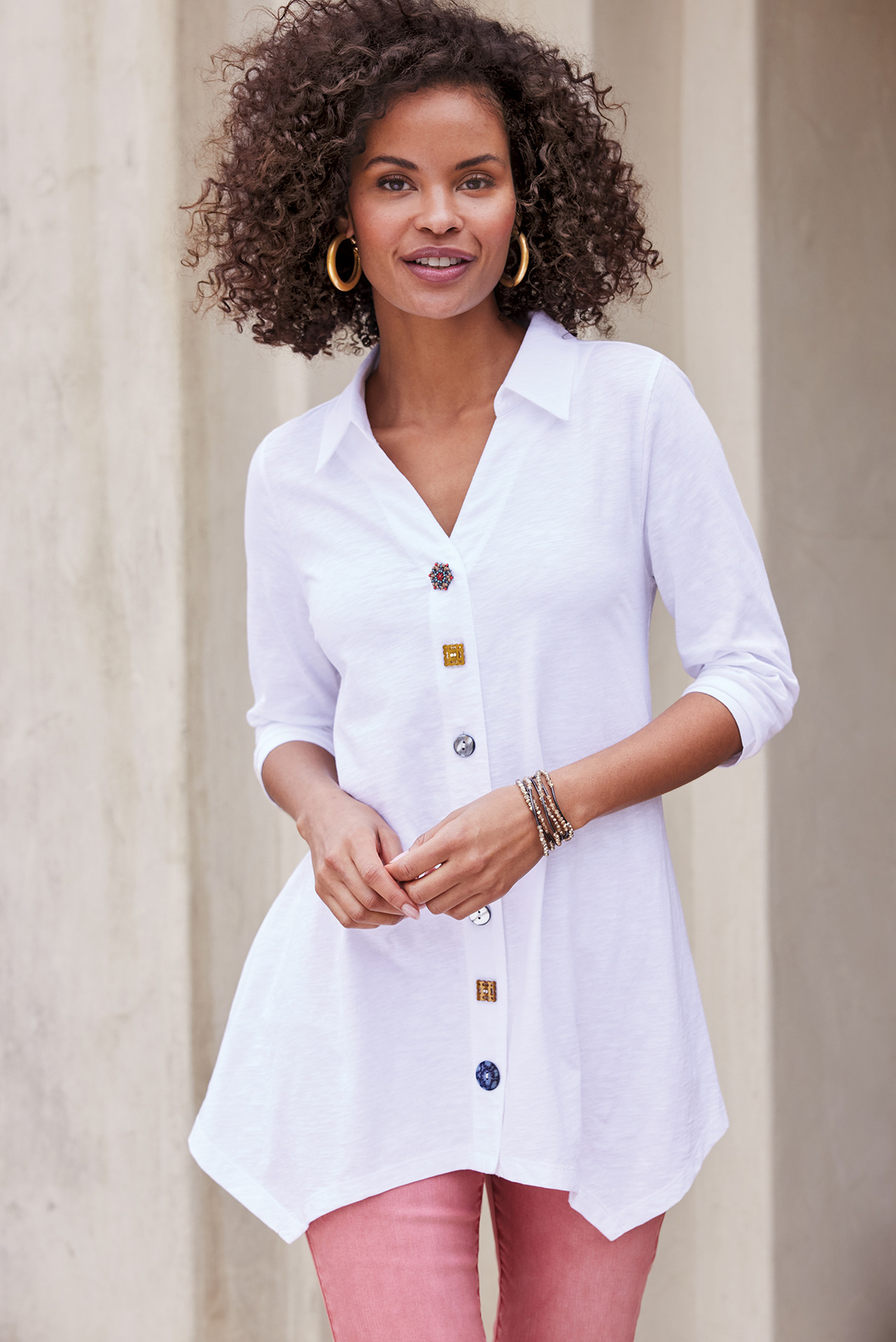 Danielle Button 3/4 Sleeve Tunic