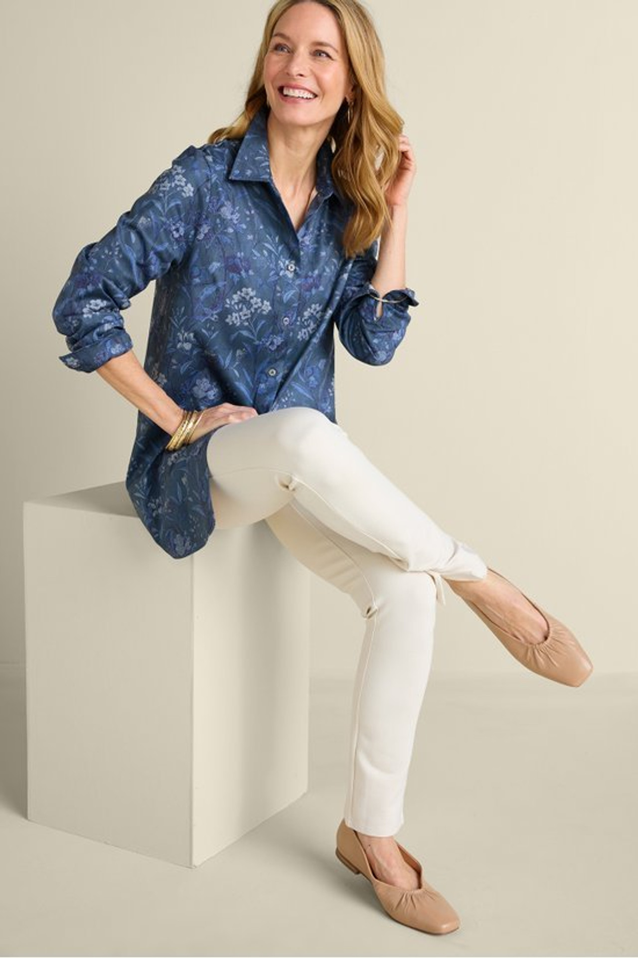 Stretch Faux Suede Boyfriend Tunic Shirt