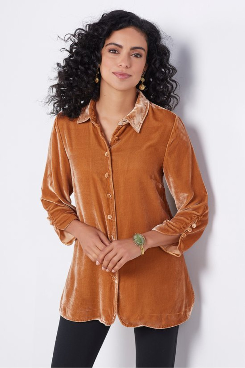 Icon Silk Velvet Poets Tunic Shirt