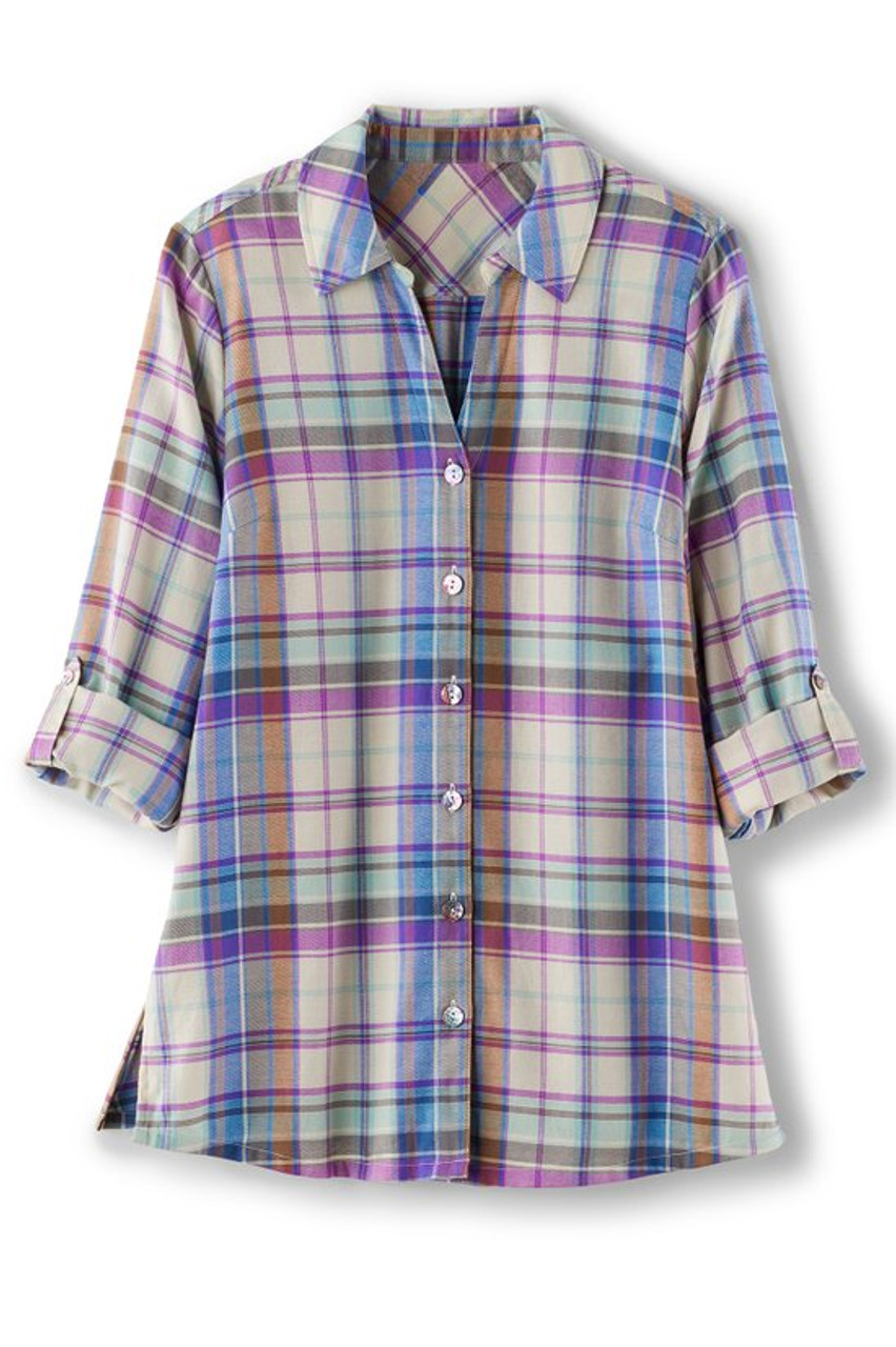 Janine Plaid Button-Front Tunic