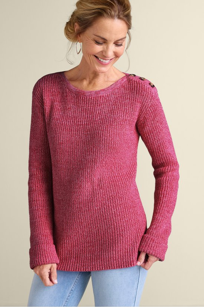 Francine Button-Shoulder Sweater