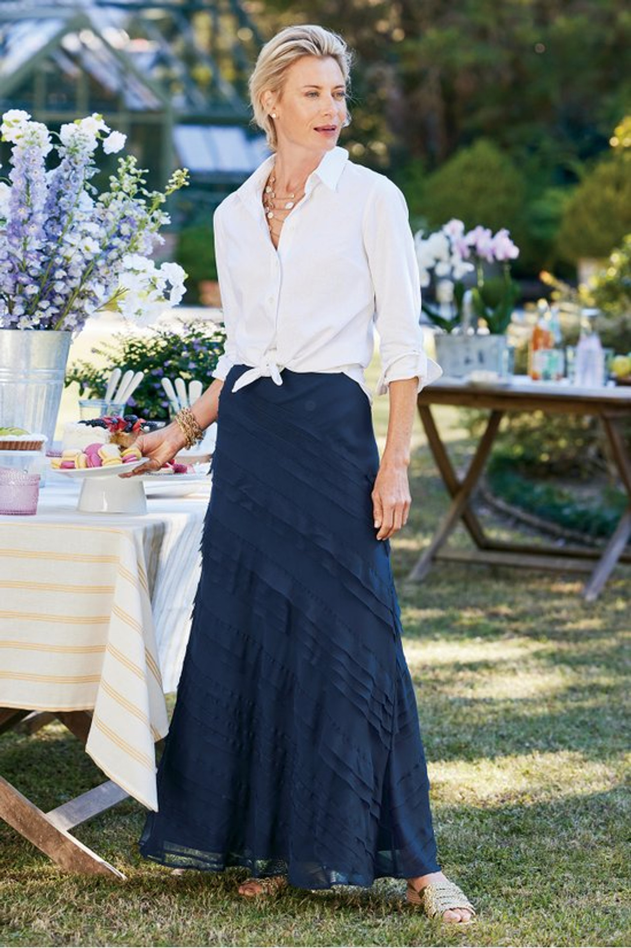 Silk Tiered Skirt