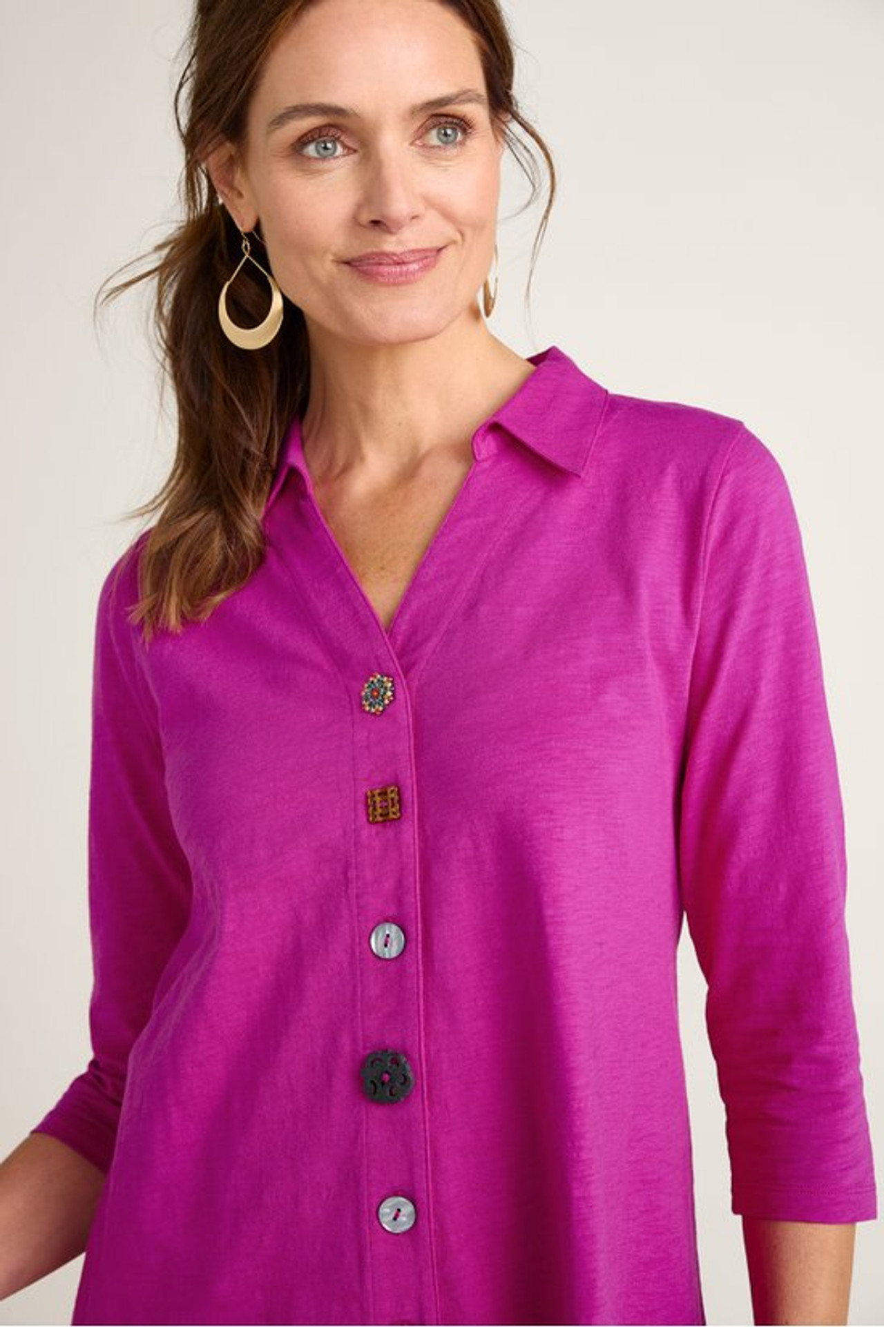 Danielle Button 3/4 Sleeve Tunic