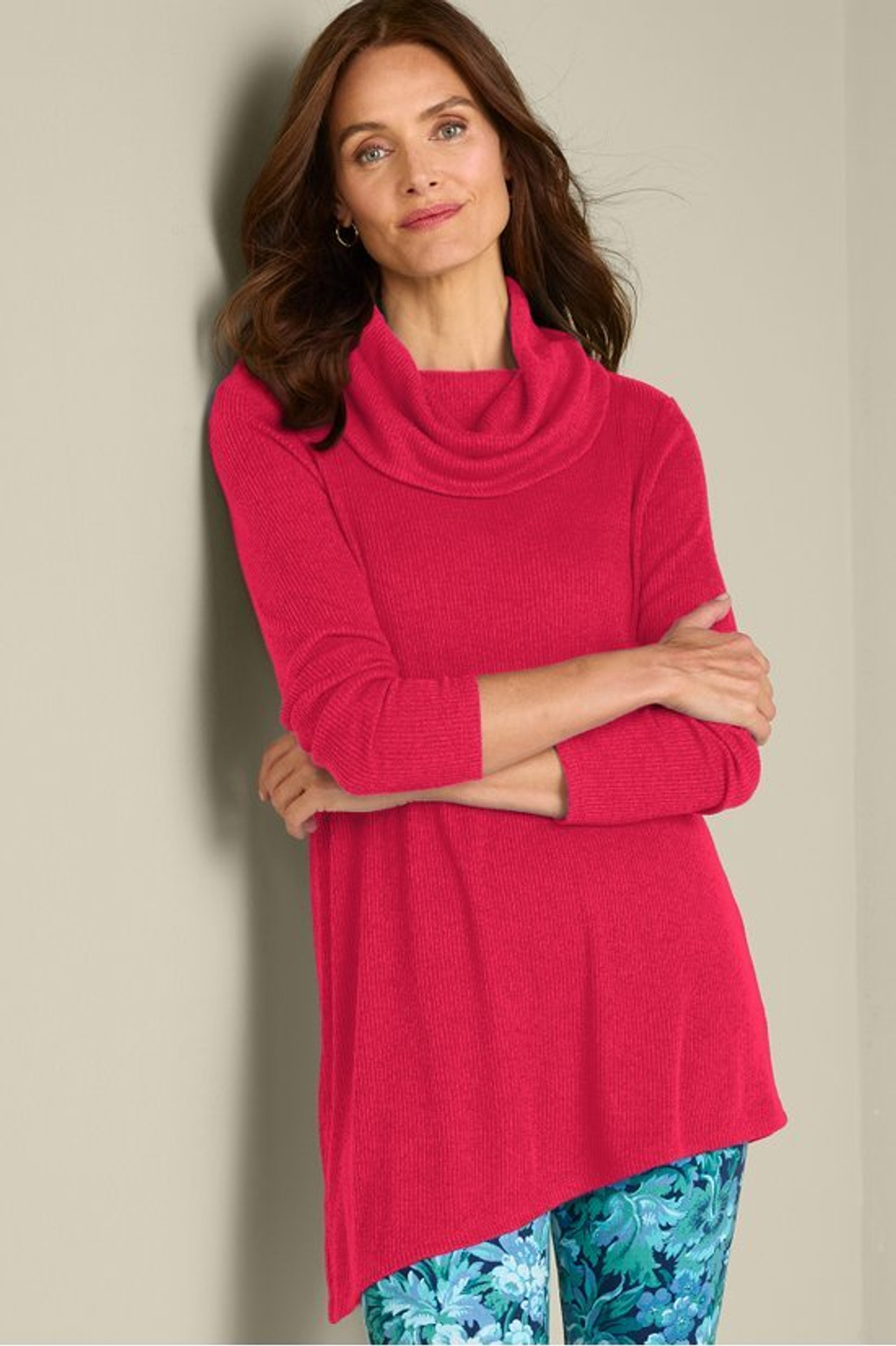 Kayla Rib Knit Cowl Neck Tunic
