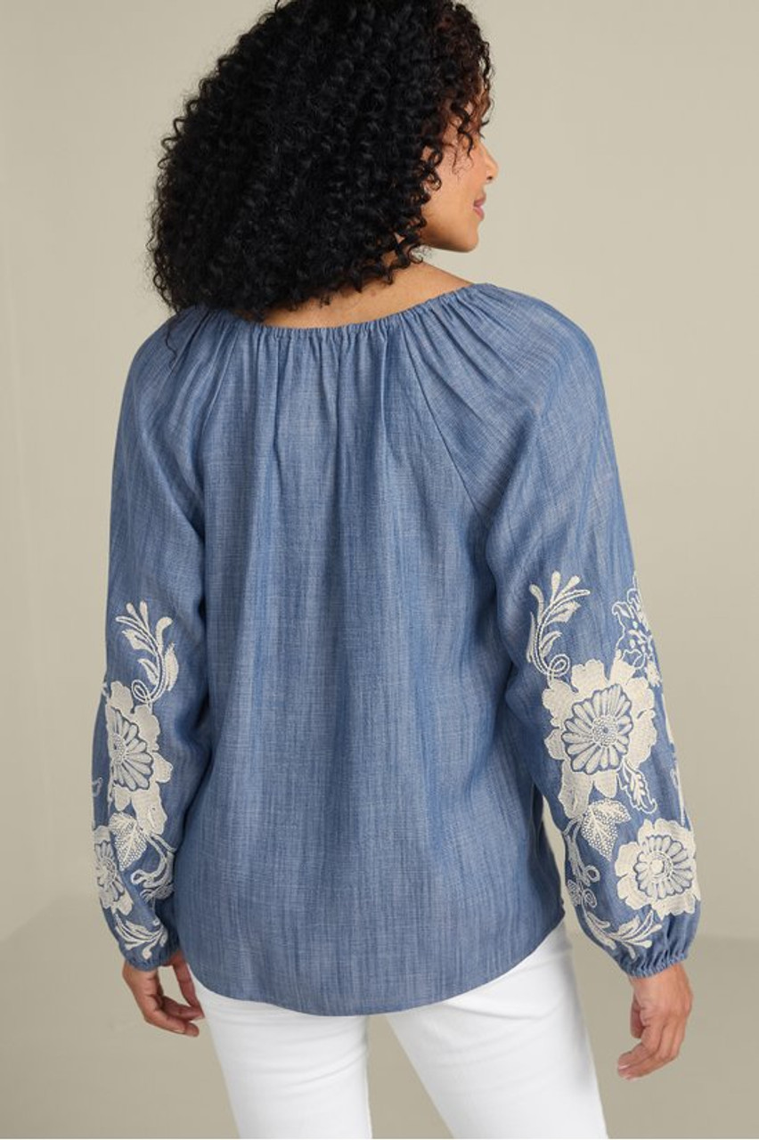 Diya Embroidered TENCEL™ Peasant Top