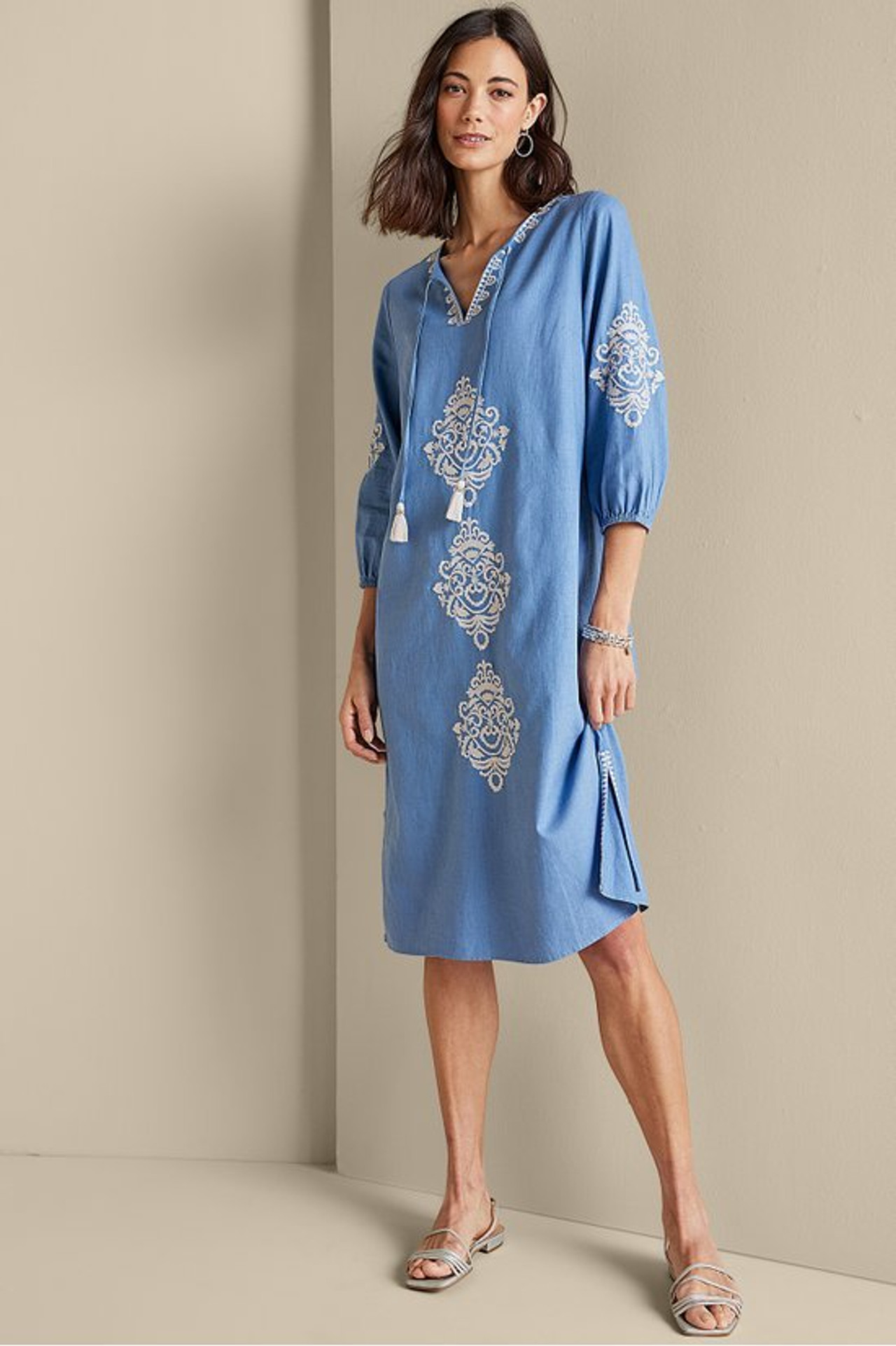 Hasana Linen Blend Midi Dress