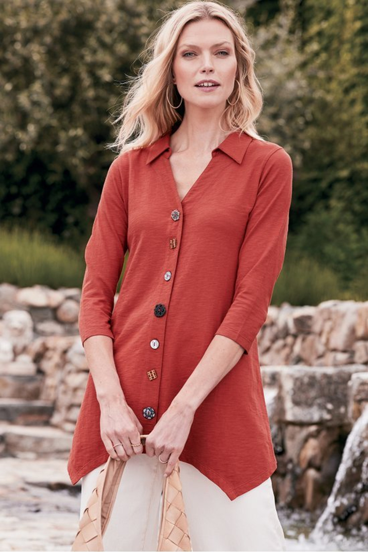 Danielle Button 3/4 Sleeve Tunic