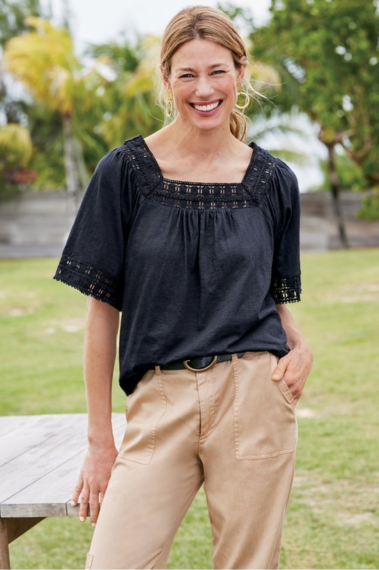 Brianna Crochet Knit Tee