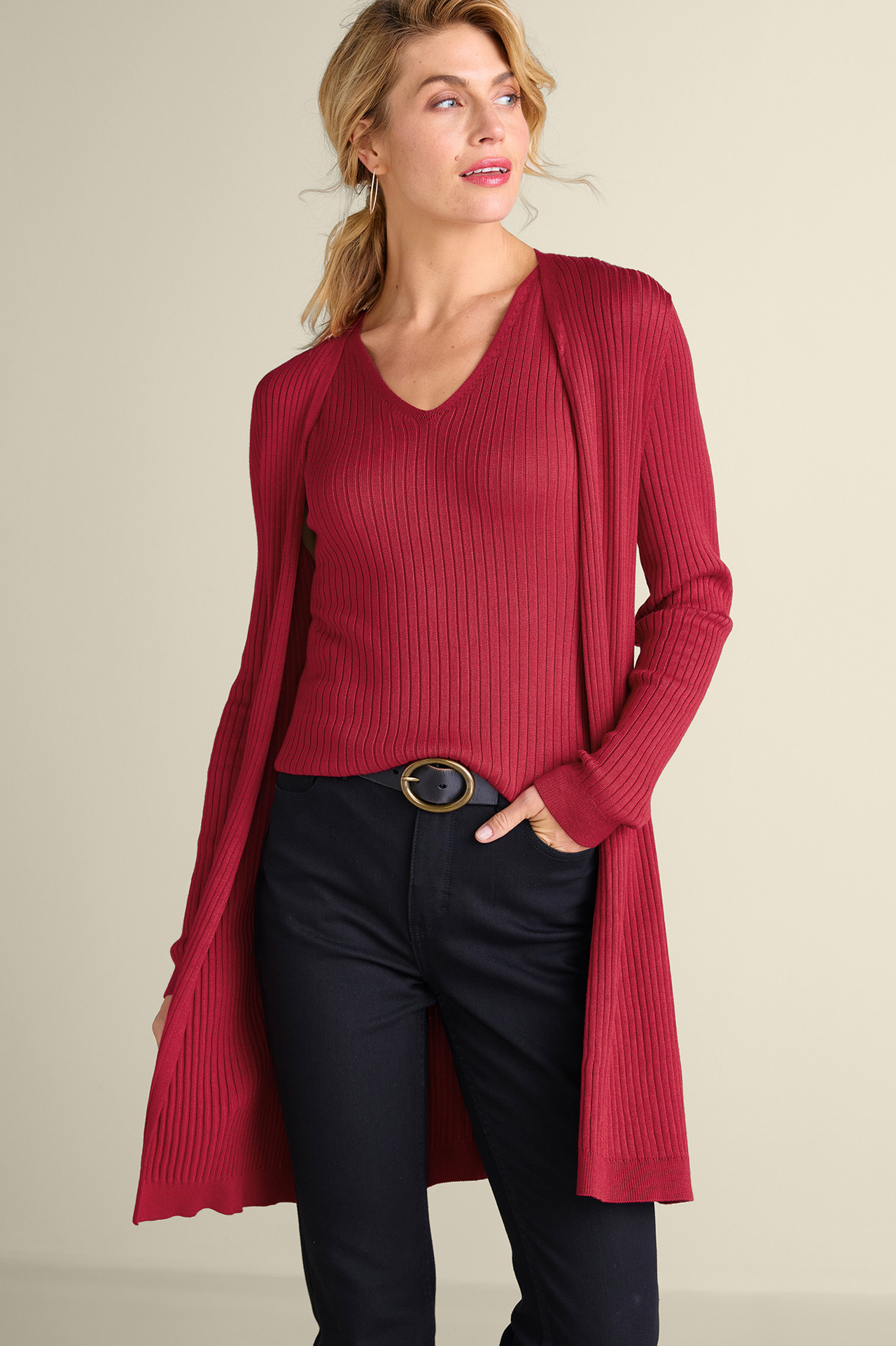 SoftEssential™ Ribbed Long Cardi1483
