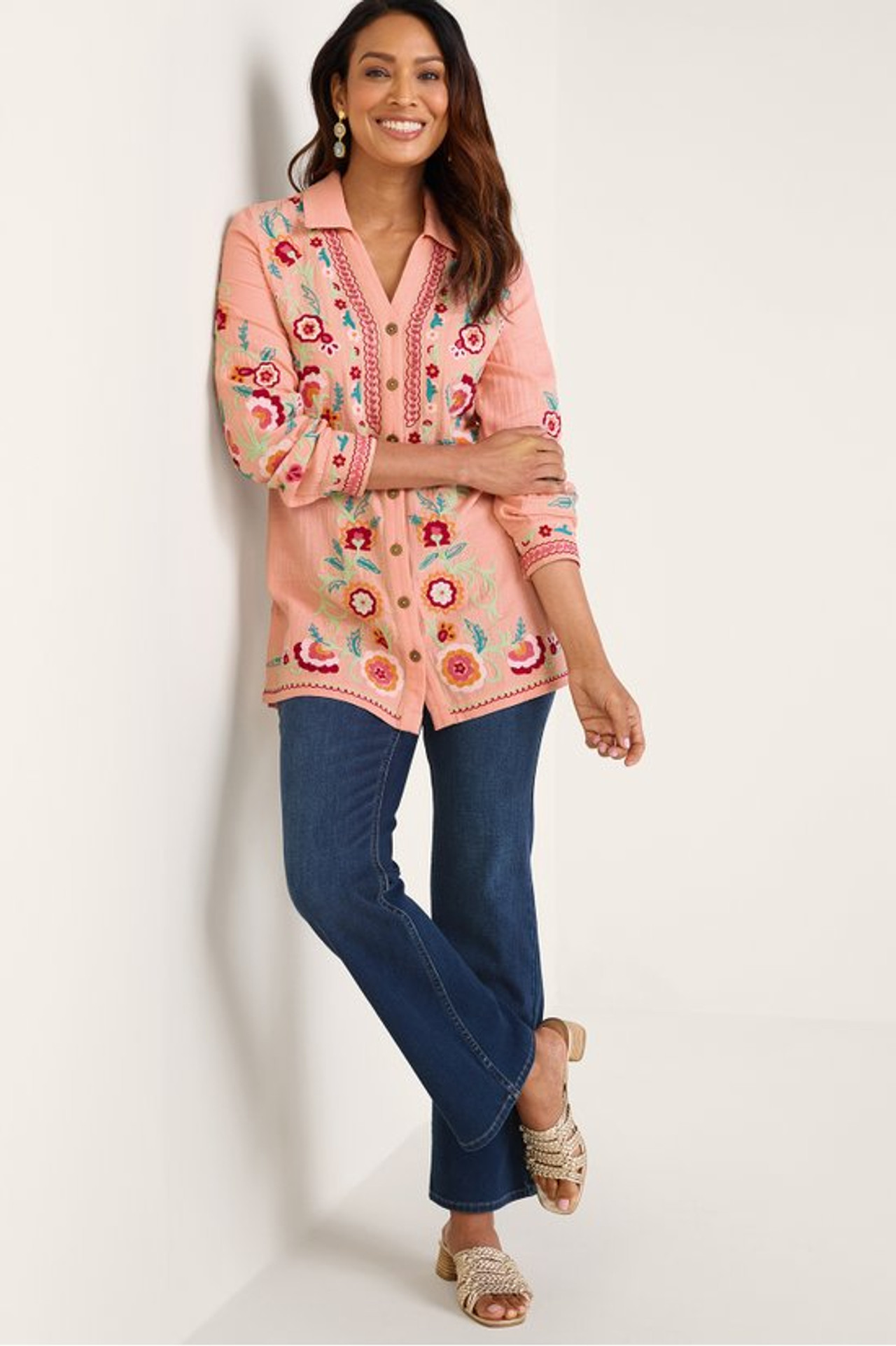 Alessia Embroidered Gauze Tunic