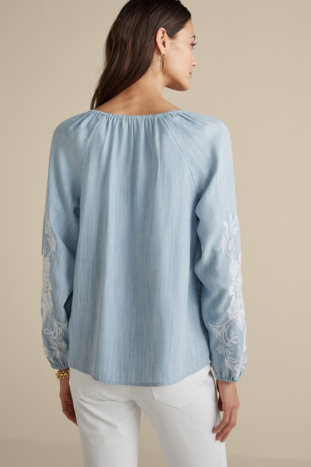 Diya Embroidered TENCEL™ Peasant Top